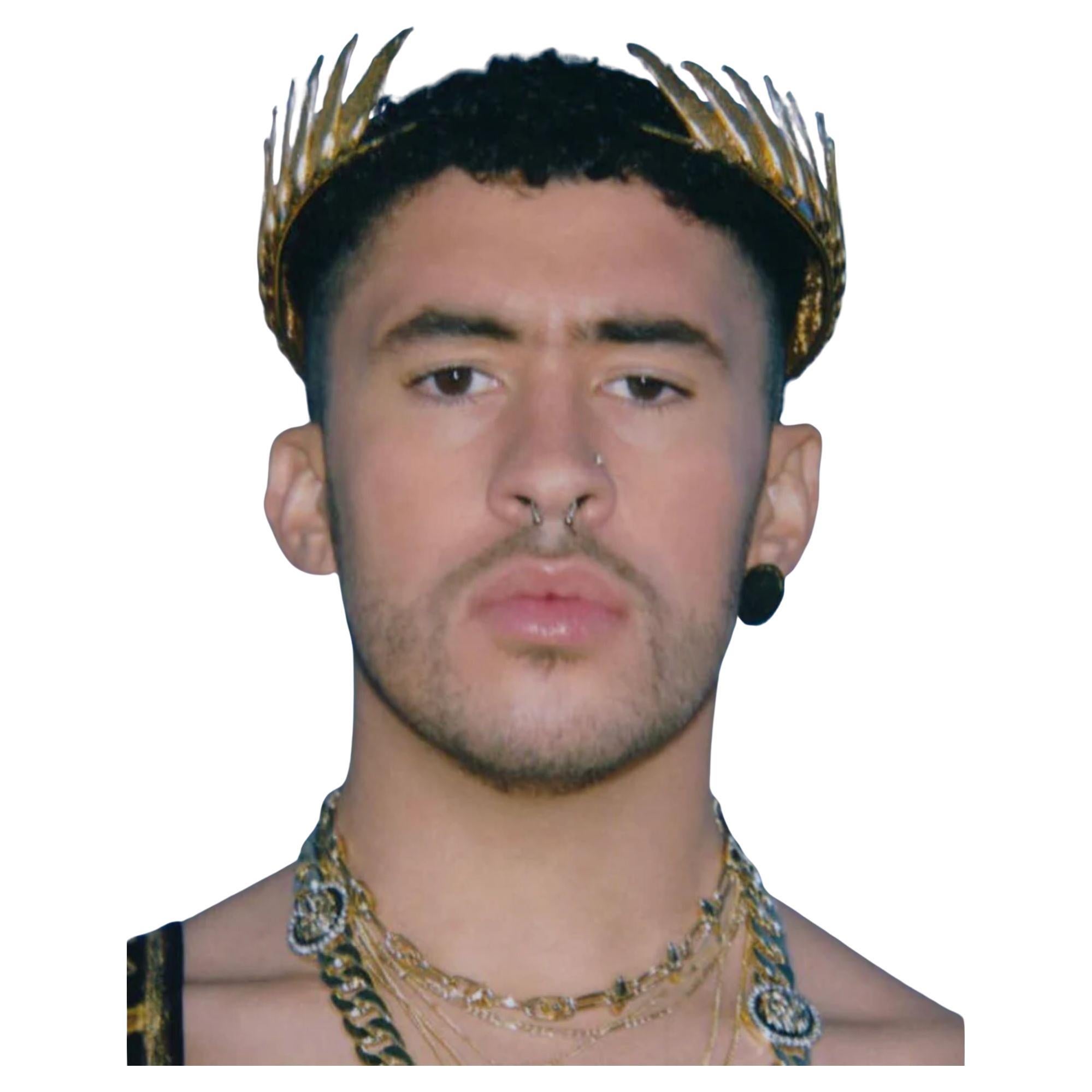 BadBunny worn 24K Yellow Gold dipped Julius Headpiece Tiara Crown For Sale
