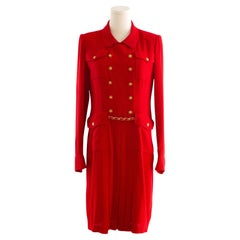 Chanel Vintage Haute Couture Fall/Winter 1988 Red Gold Chain Dress