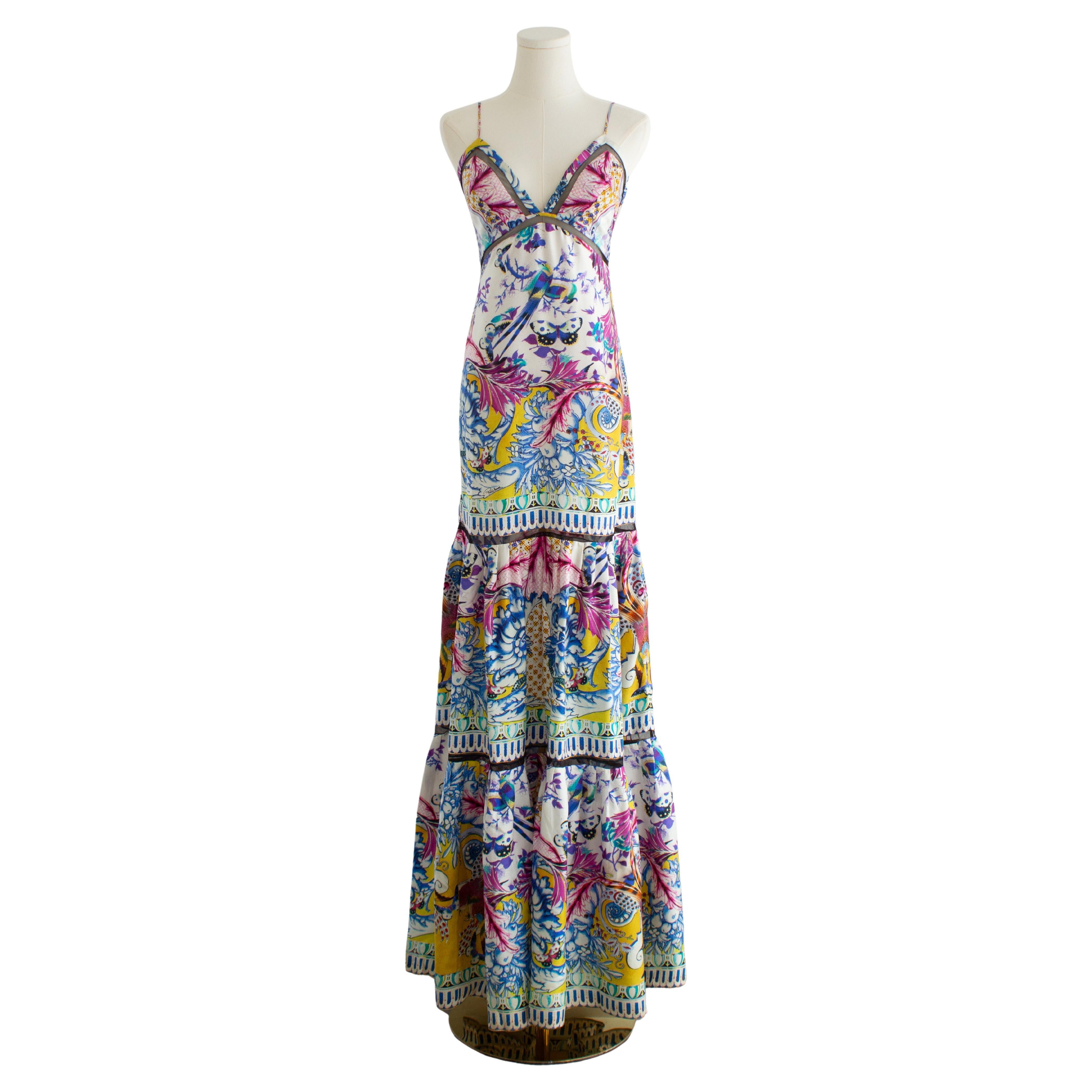 Roberto Cavalli Vintage 2000s Multicolore Nausicaa Printed Maxi Dress