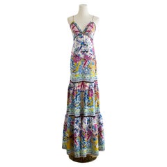 Roberto Cavalli Vintage 2000s Multicolor Nausicaa Printed Maxi Dress