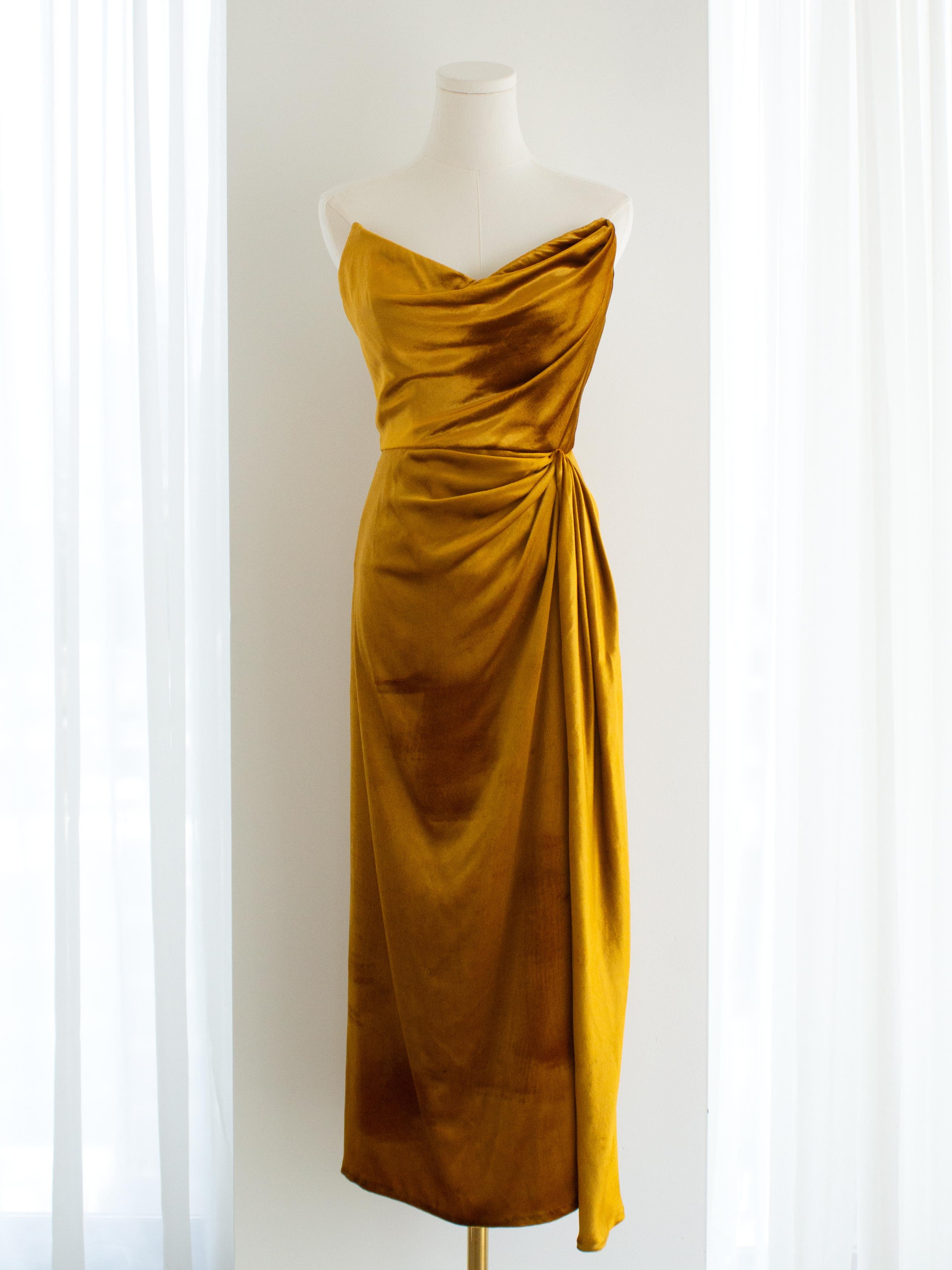 NWT Jason Wu Collection Babygirl Marigold Velvet Drapiertes Kleid im Zustand „Neu“ im Angebot in Jersey City, NJ