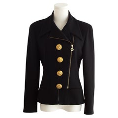 Chanel Vintage F/W 1992 Black Gold Zip Tweed Jacket