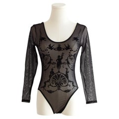 Vintage Vivienne Westwood x Sock Shop 1992 Boulle Sheer Mesh Black Bodysuit