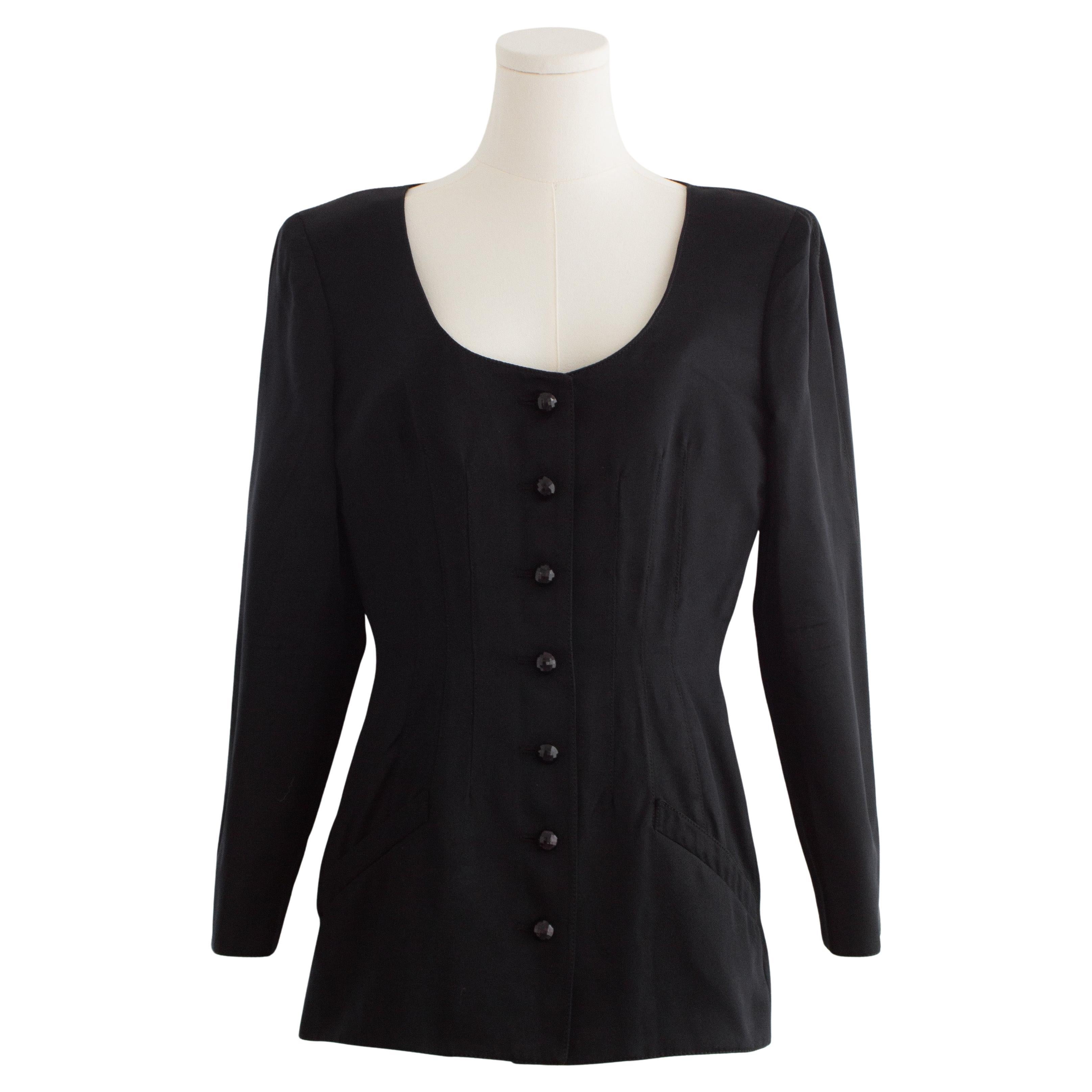 Valentino Boutique Vintage F/W 1995 Schwarze Seiden-Skulptur-Jacke