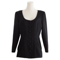 Valentino Boutique Vintage F/W 1995 Black Silk Sculptured Jacket