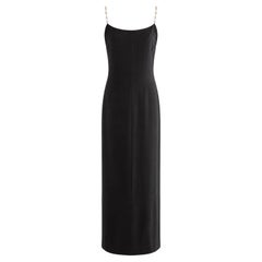 Robe Chanel Vintage S/S 1998 Silver Crystal Chiclet Straps Black 98p