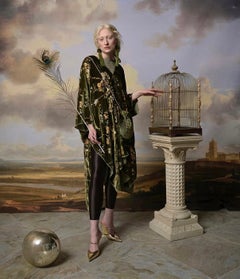 Fortuny Daphne Velvet Kimono Olive Green Coat