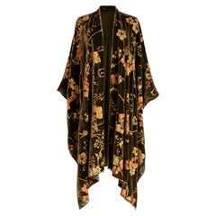 Fortuny Daphne Velvet Kimono Olive Green Coat