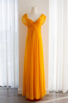 Christian Dior by John Galliano Cruise 2010 Marigold Yellow Draped Chiffon Gown