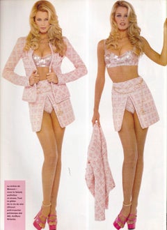 Costume Chanel Vintage printemps-été 1995 « Barbie 95P » en tweed rose à paillettes