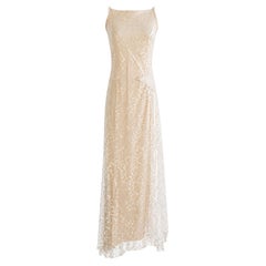 Chanel Cruise 2000 White Sequin Star Embellished Tulle Gown