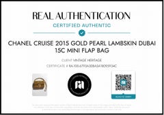 Chanel Cruise 2015 Dubai Gold Pearl-Embellished Lambskin Mini Flap Bag