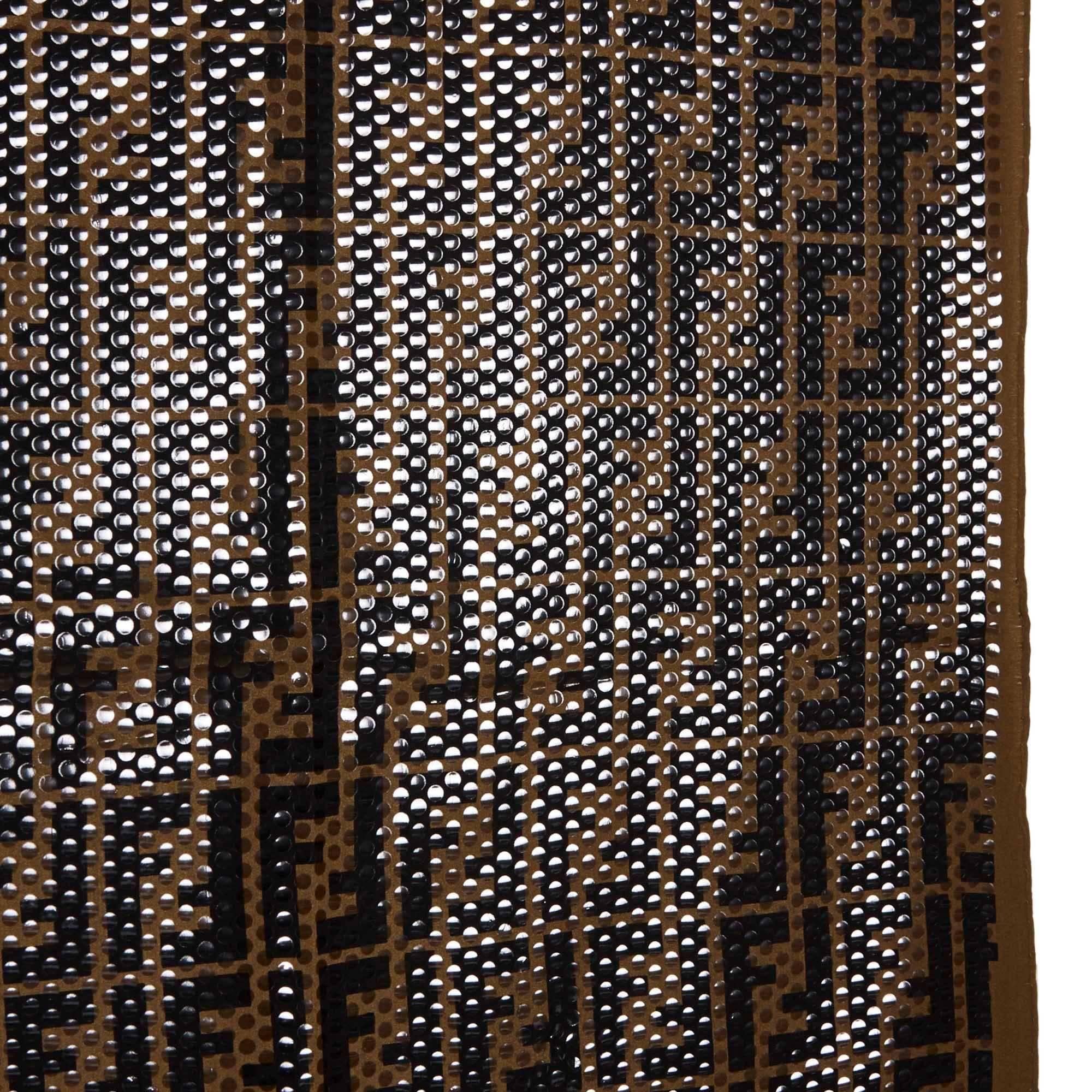 Black Fendi Polka Dotted Zucca Pattern Silk Scarf 