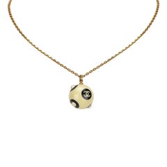 Chanel Ivory x Black with Faux Pearl Studs Ball Pendant Necklace