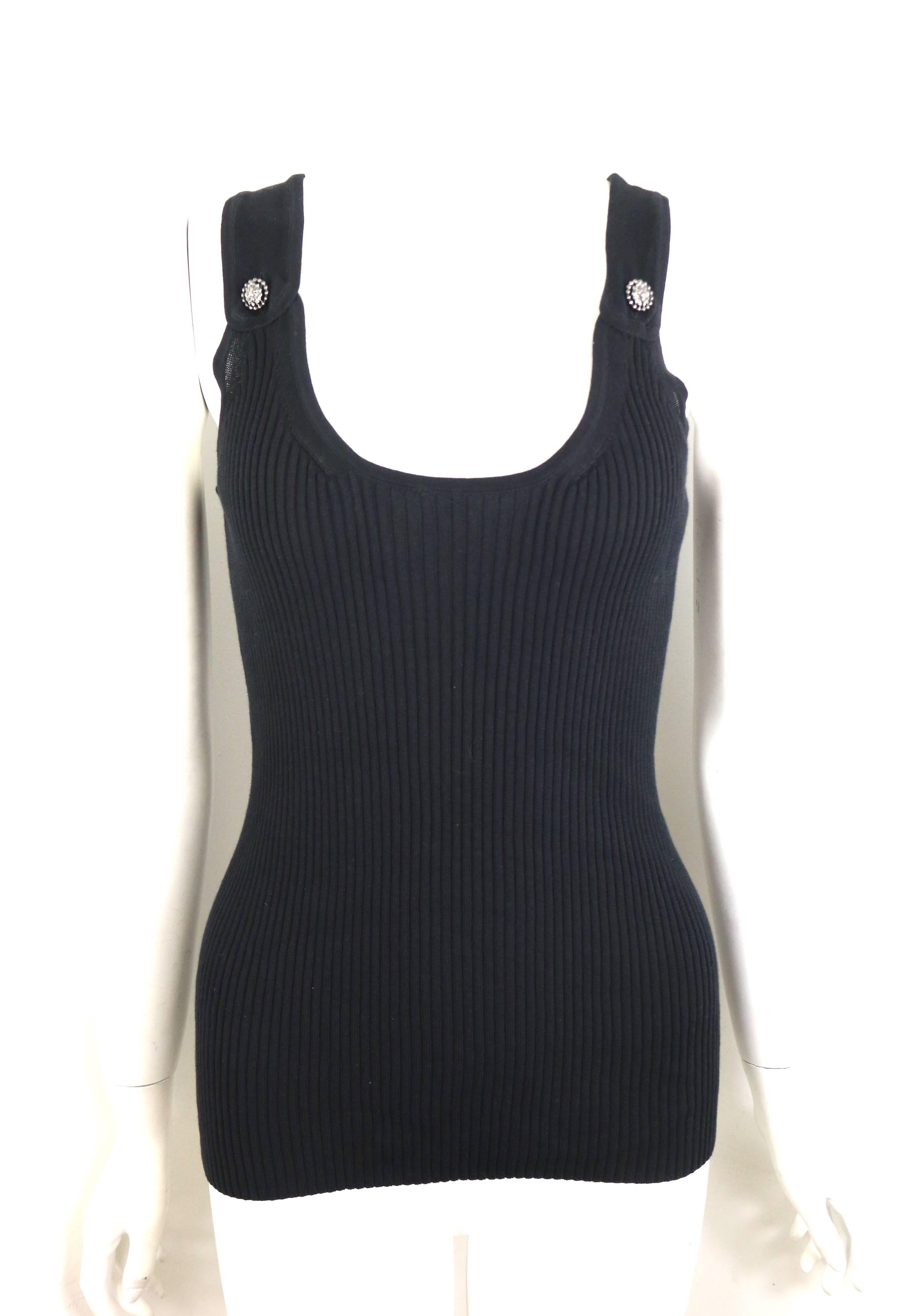 - Chanel black cotton knitted tank top. 

- Featuring two 