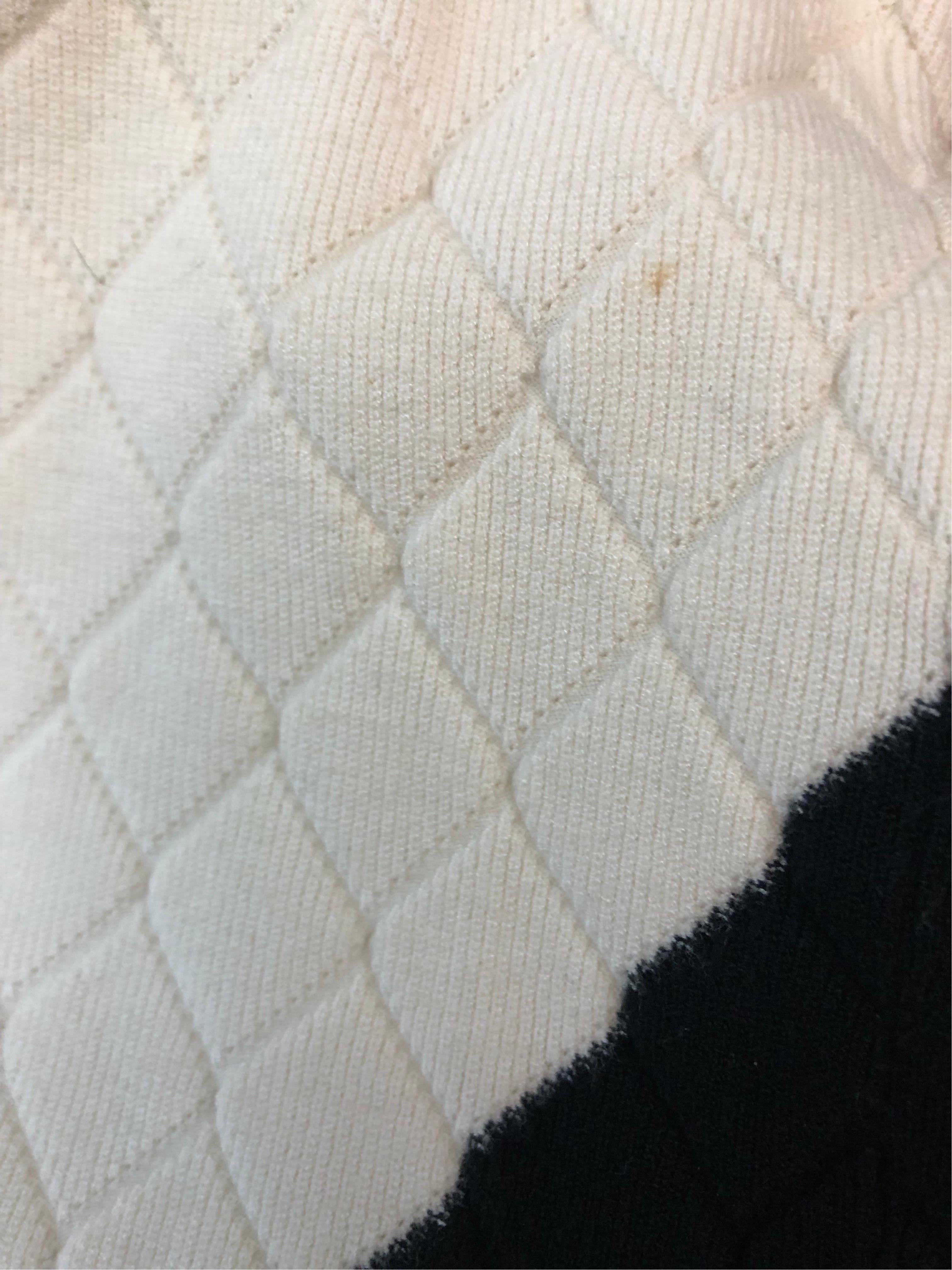 Chanel White Quilted Embroidered Black CC Logo Sweater  For Sale 1