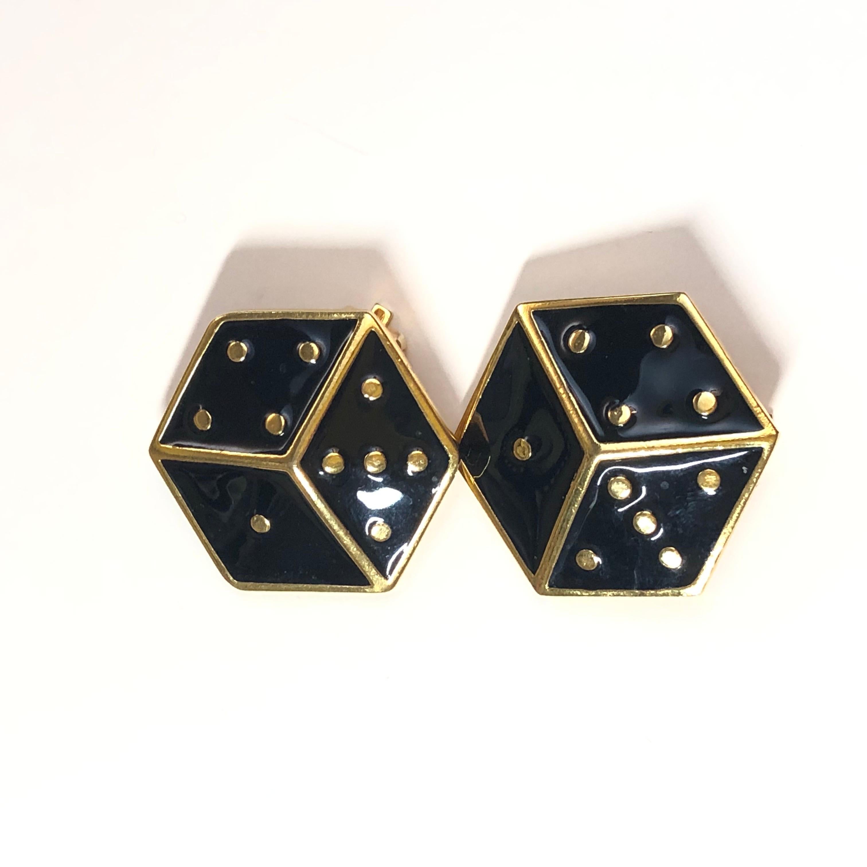 black dice earrings