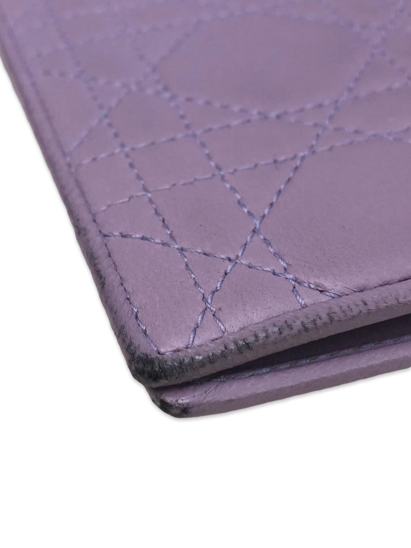 Christian Dior Purple Lambskin Leather Wallet For Sale 4