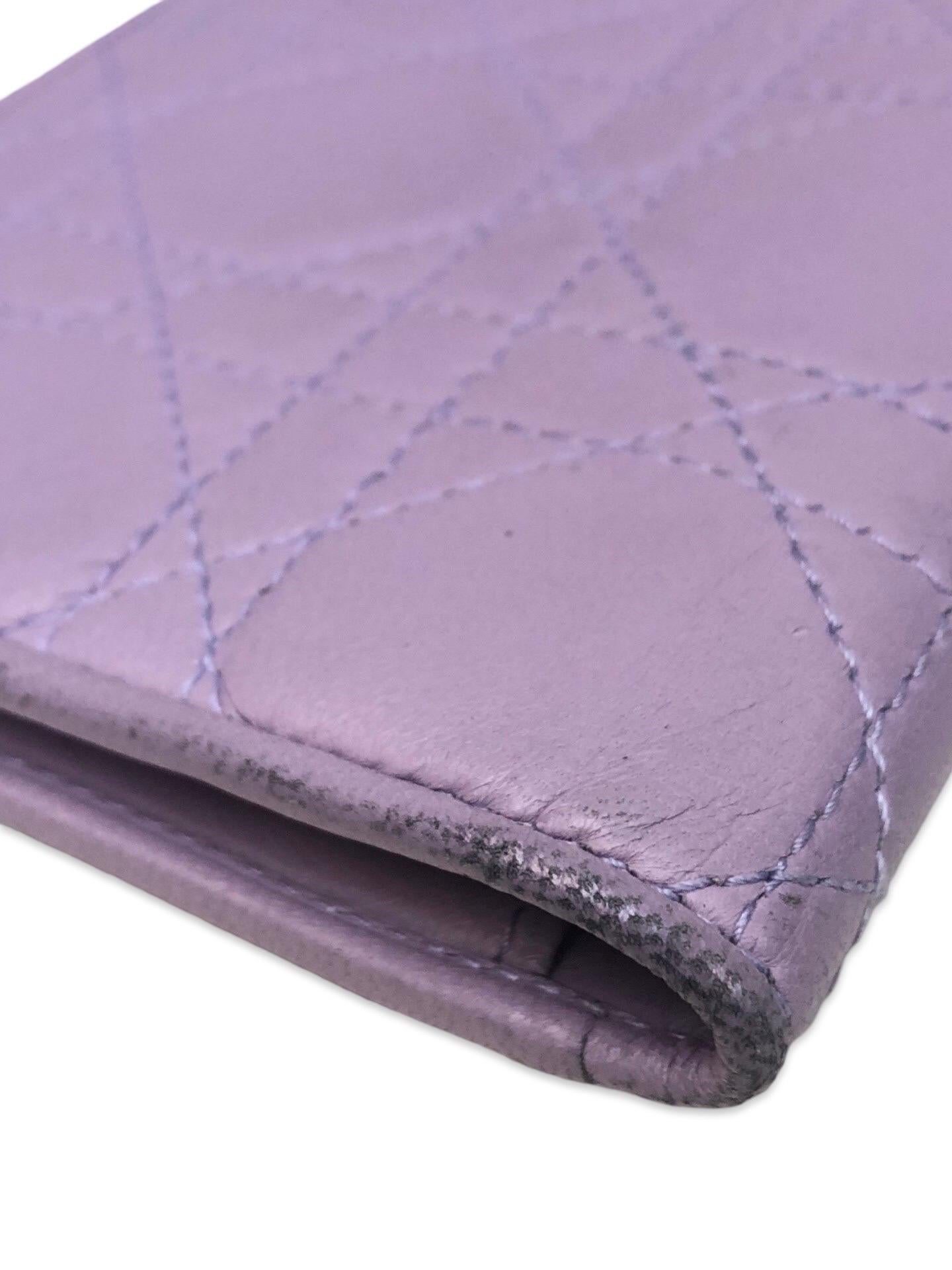 Christian Dior Purple Lambskin Leather Wallet For Sale 3
