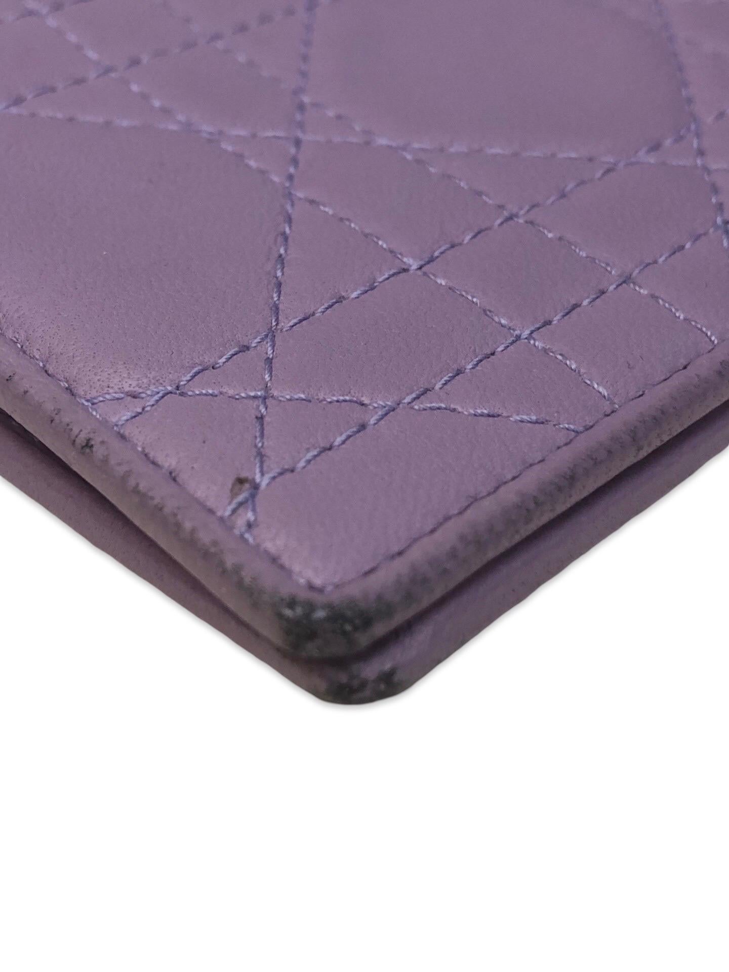Christian Dior Purple Lambskin Leather Wallet For Sale 6