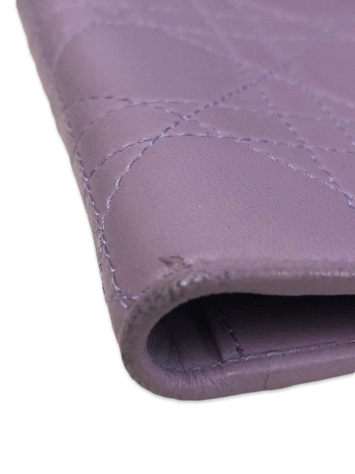 Christian Dior Purple Lambskin Leather Wallet For Sale 5