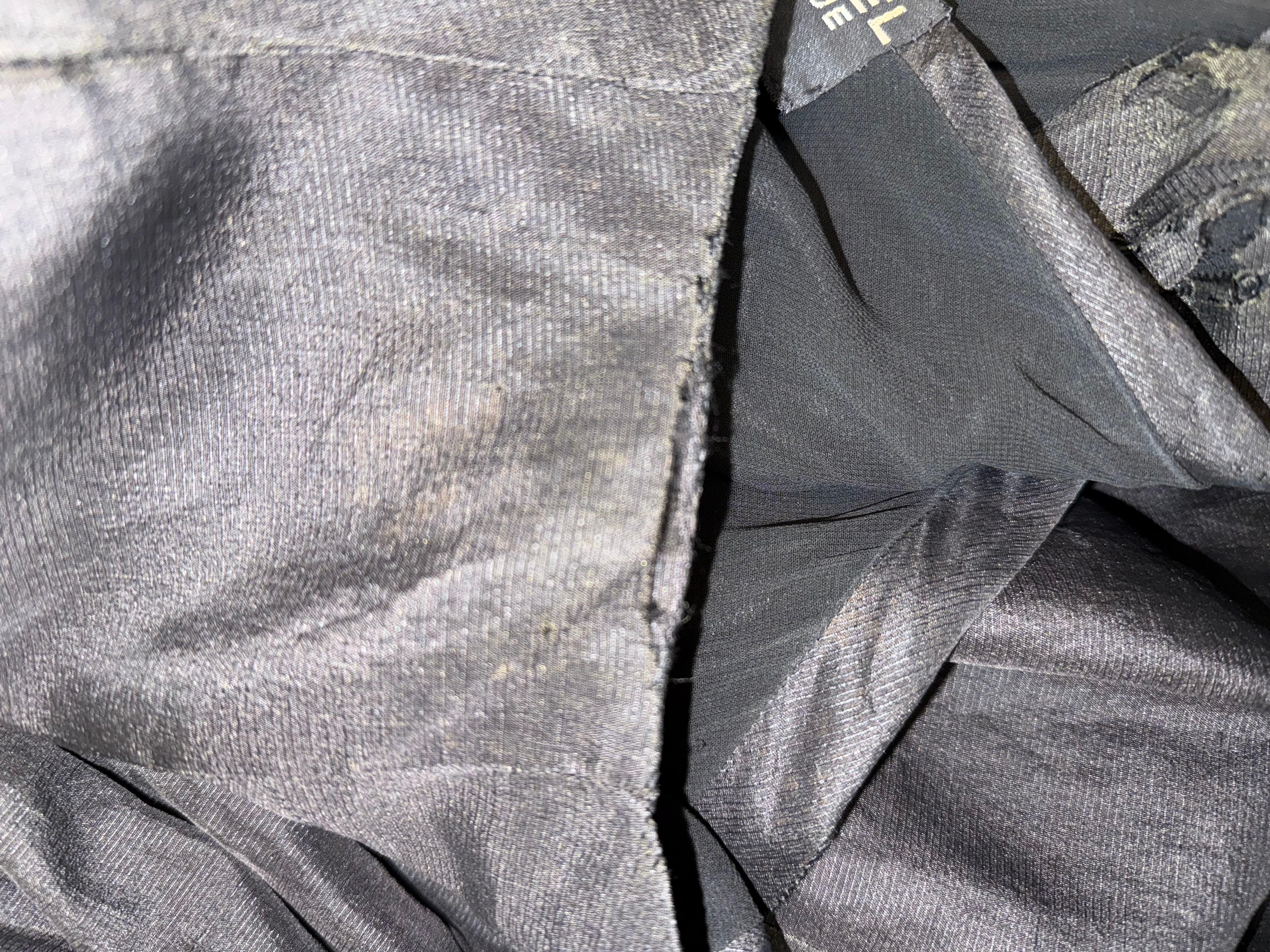 Museum quality Chanel black silk taffeta one shoulder evening gown For Sale 4