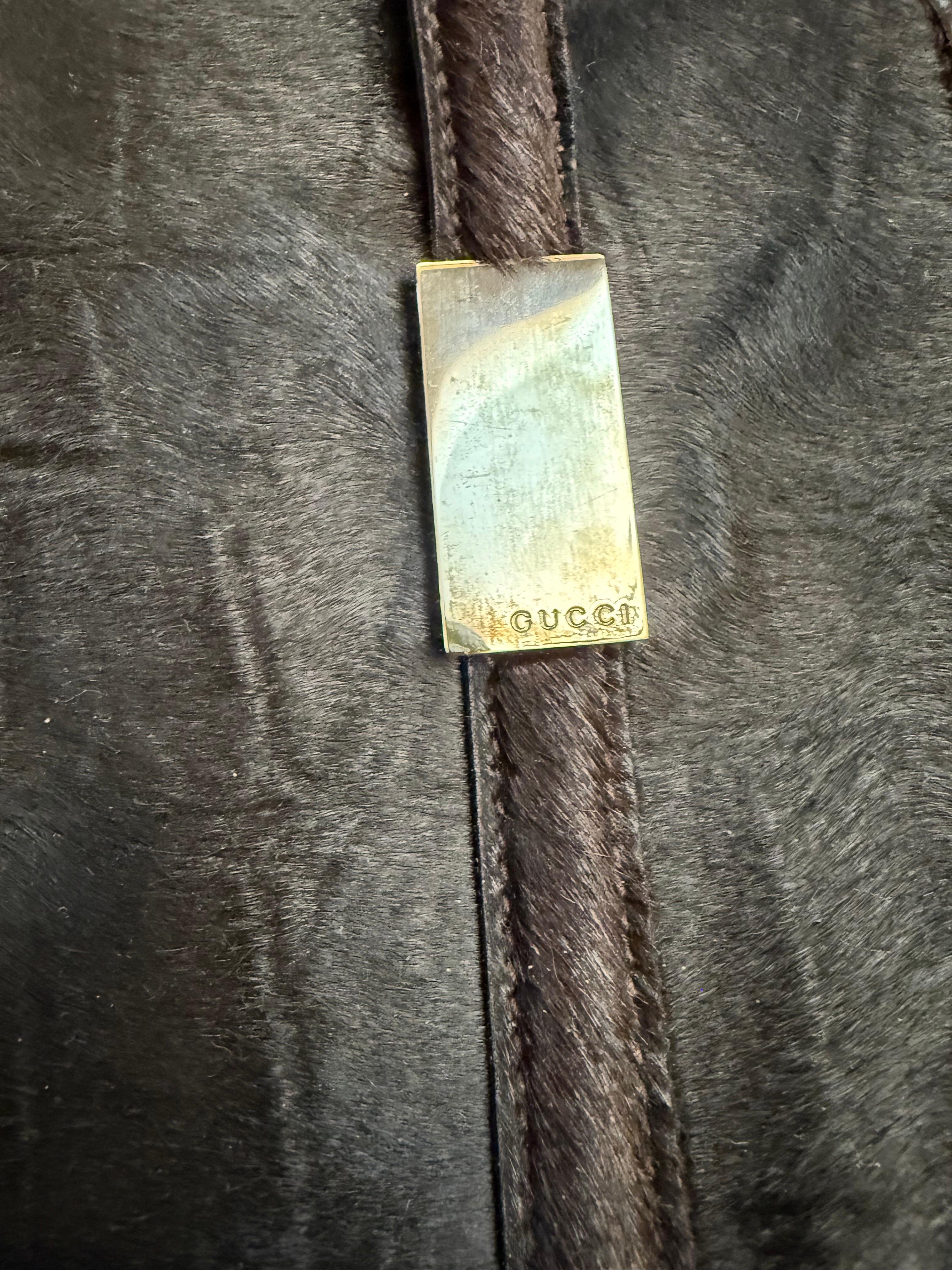 Gucci horsehair and leather shoulder bag For Sale 6