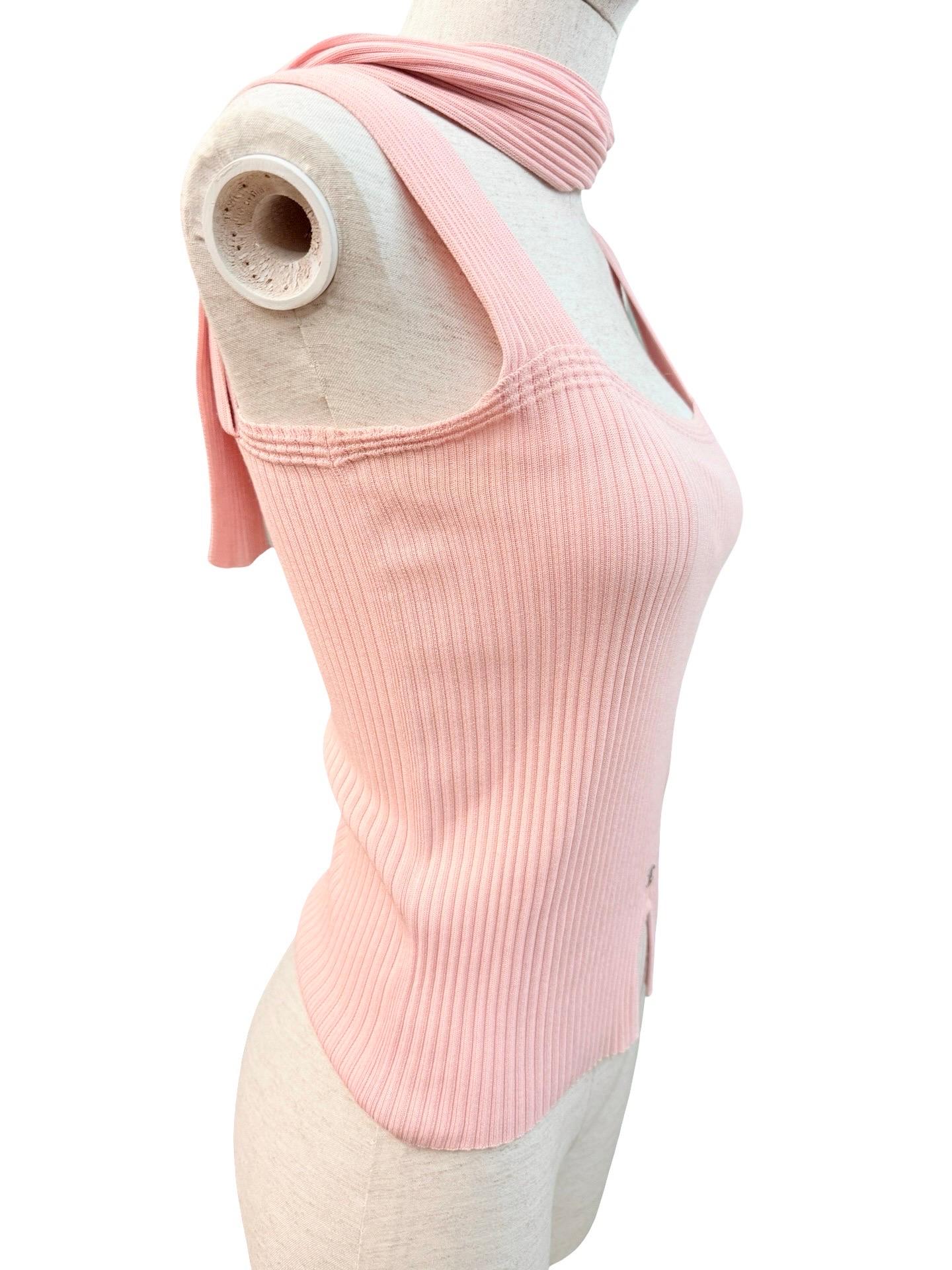 Canotta in maglia rosa Chanel In condizioni ottime in vendita a Sheung Wan, HK