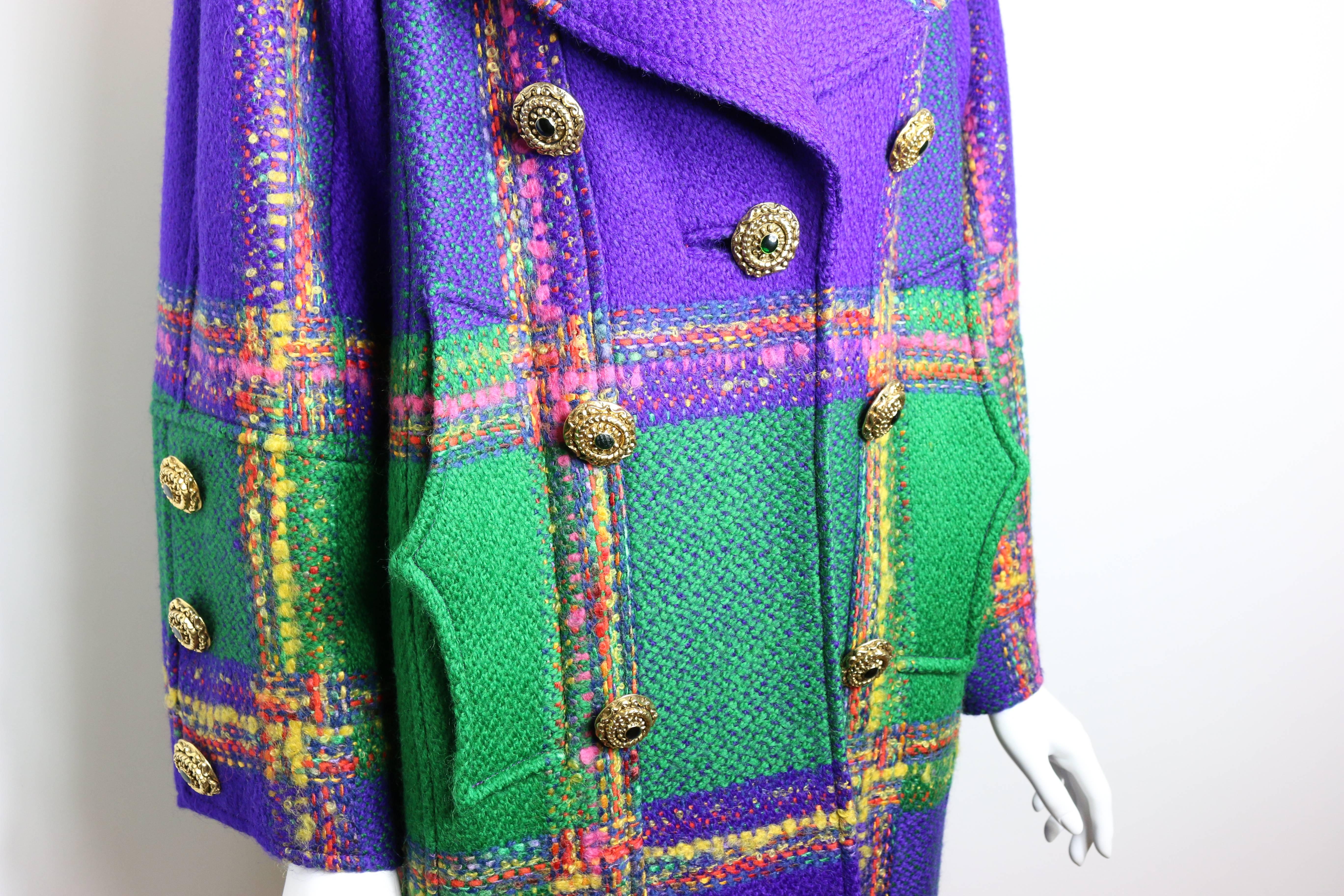 Women's Christian Lacroix  Multi-Coloured Double Breasted Tweed Coat