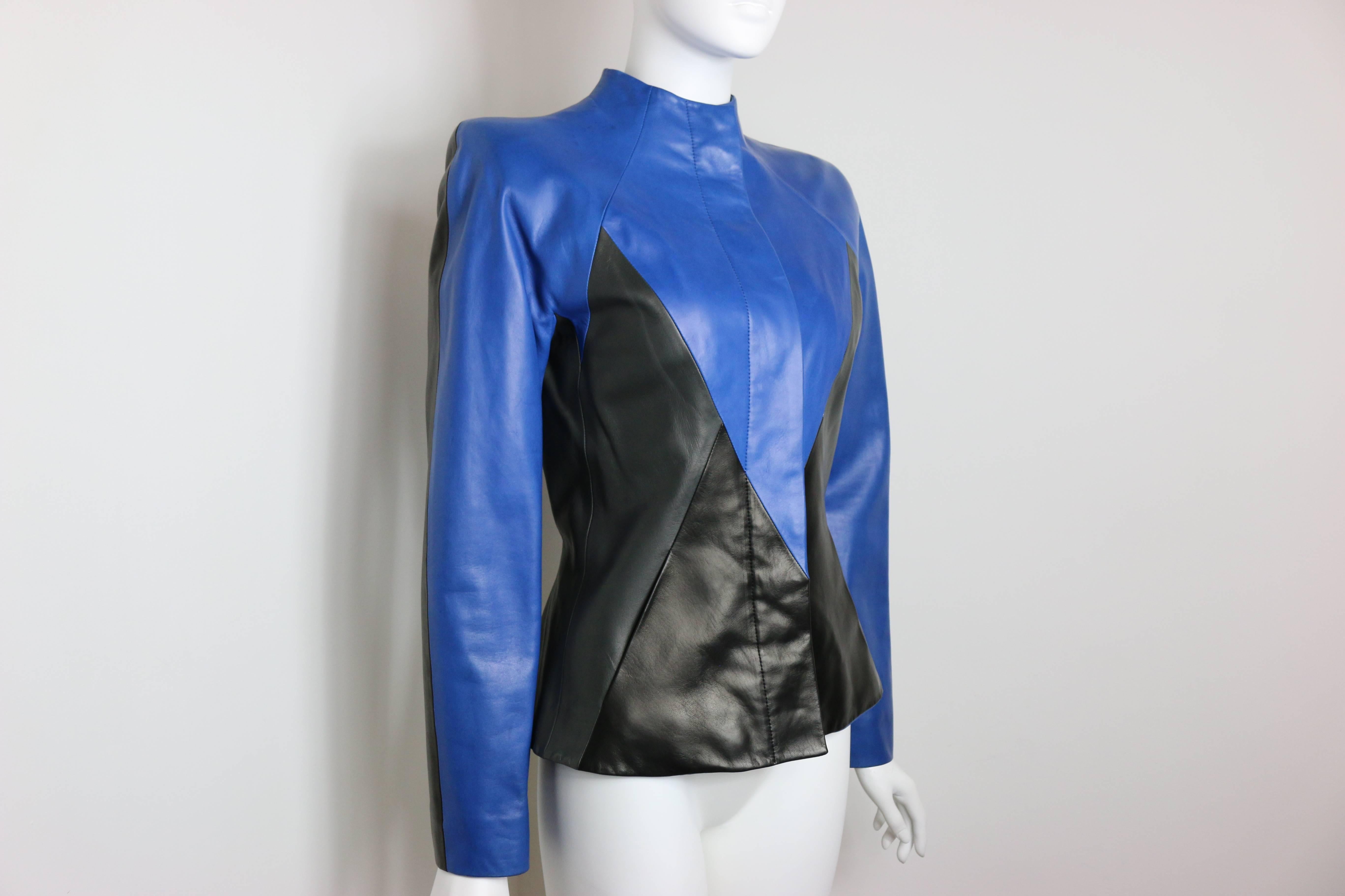 Women's Givenchy Haute Couture Colour Blocked Geometric Leather Jacket