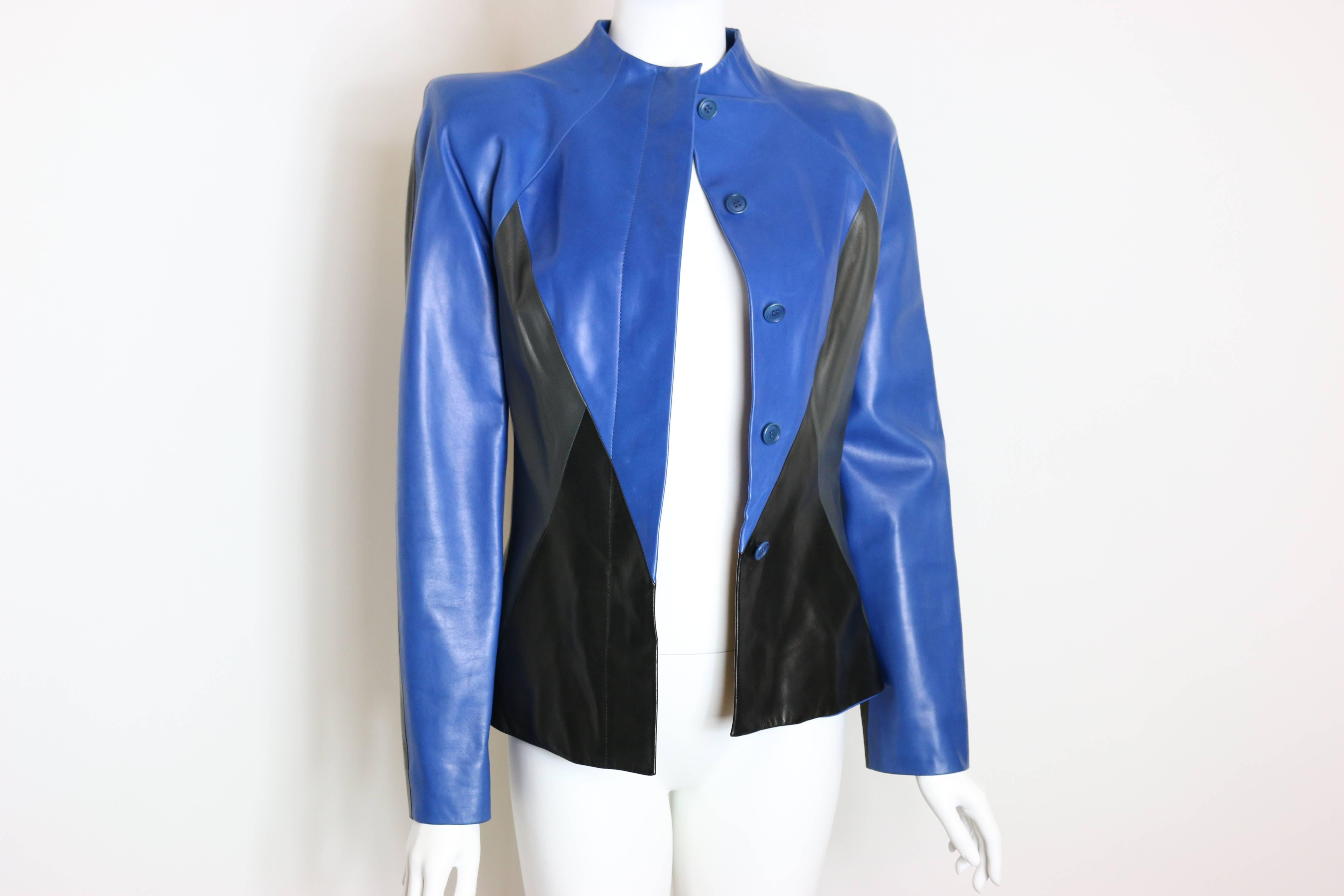 Givenchy Haute Couture Colour Blocked Geometric Leather Jacket In New Condition In Sheung Wan, HK