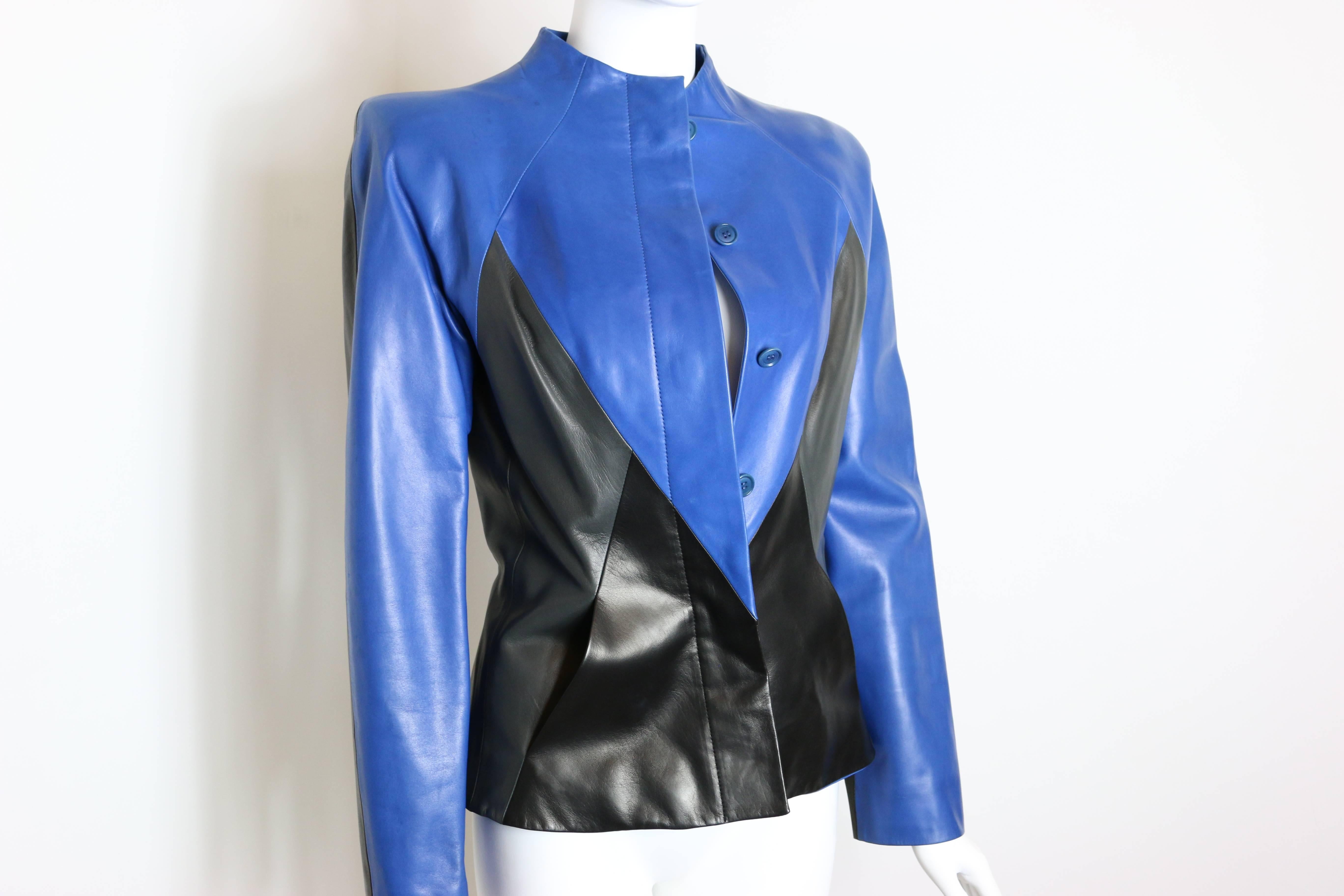 Givenchy Haute Couture Colour Blocked Geometric Leather Jacket 3