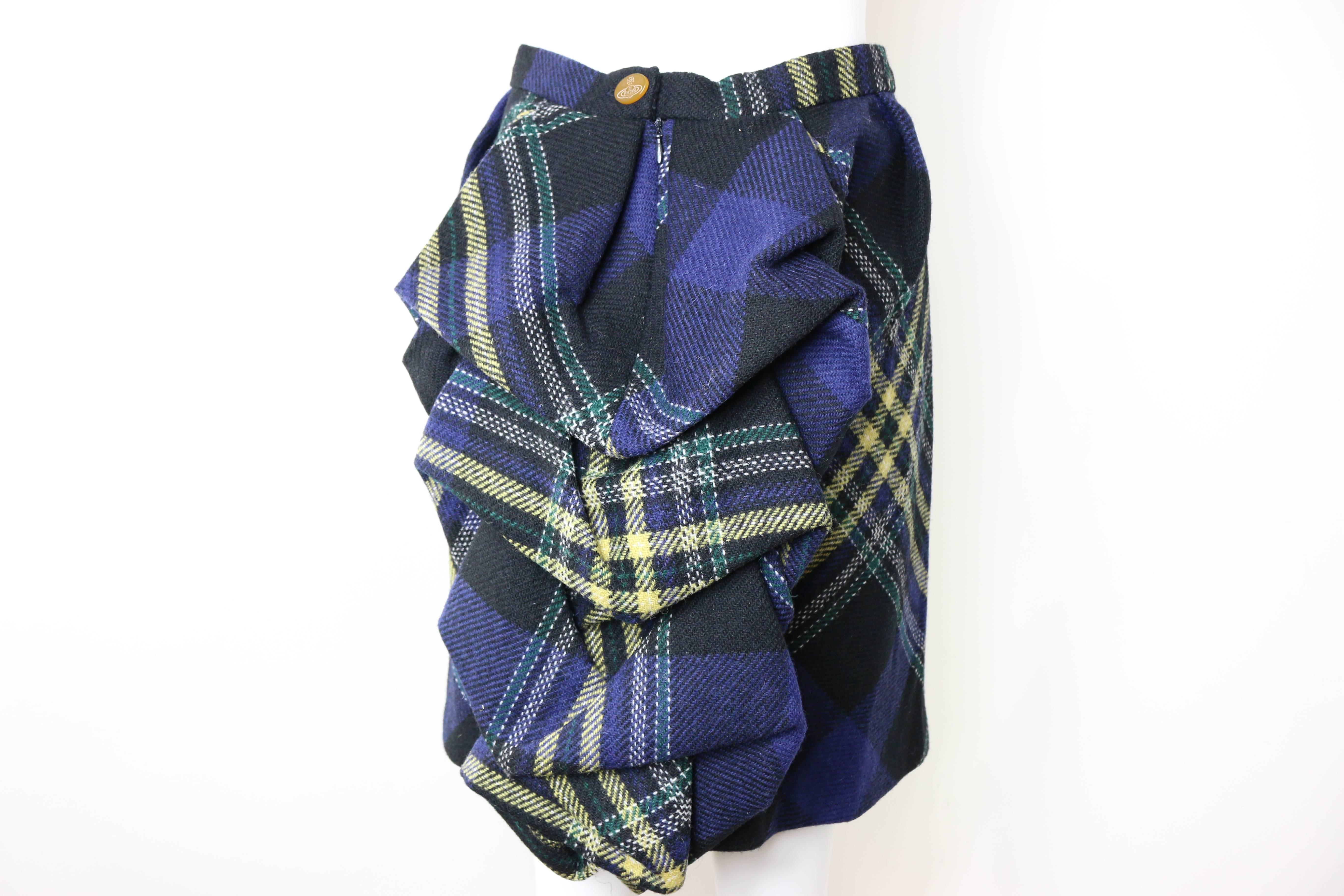 90s Vivienne Westwood Navy Wool Tartan Suit 2