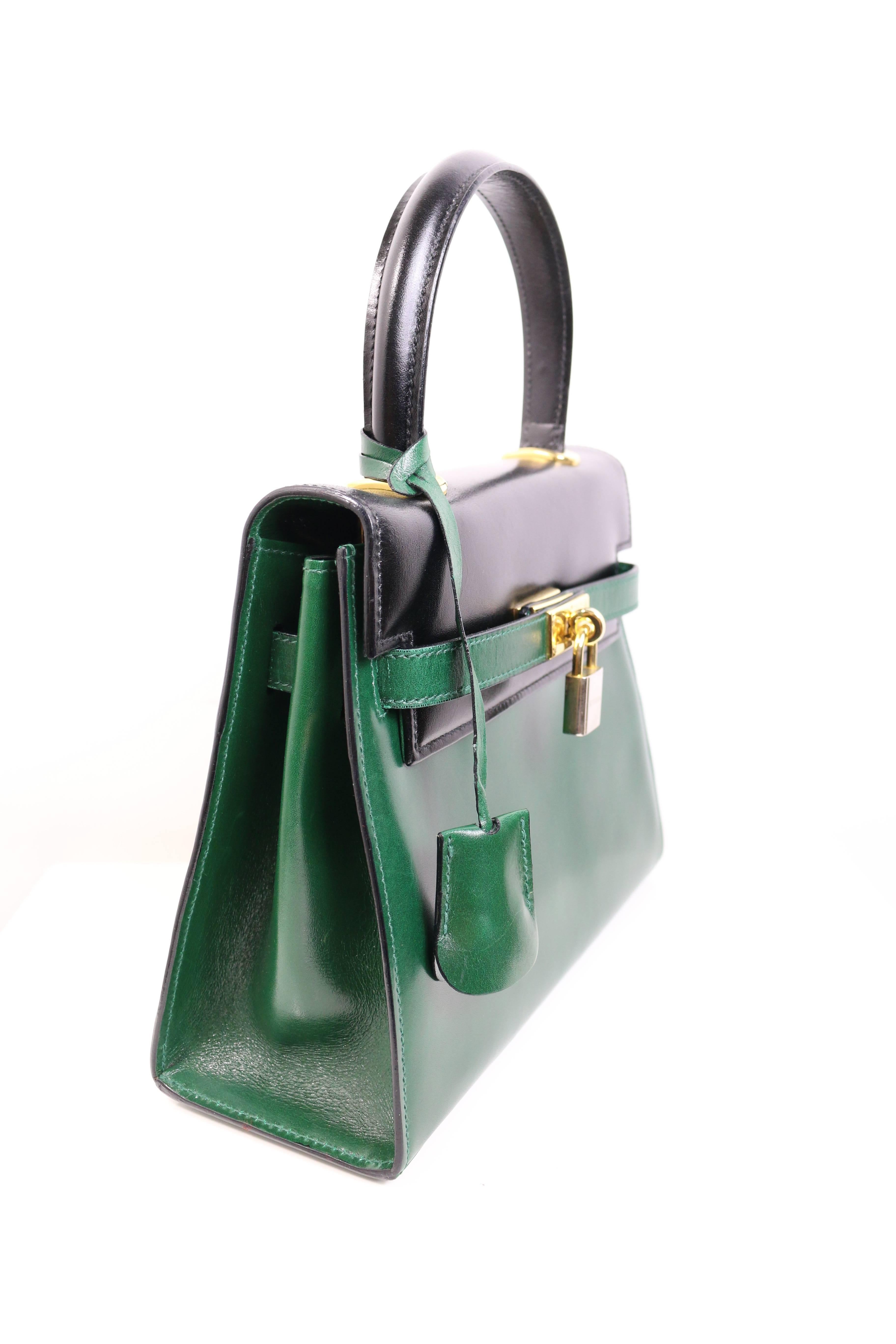 green and black purse