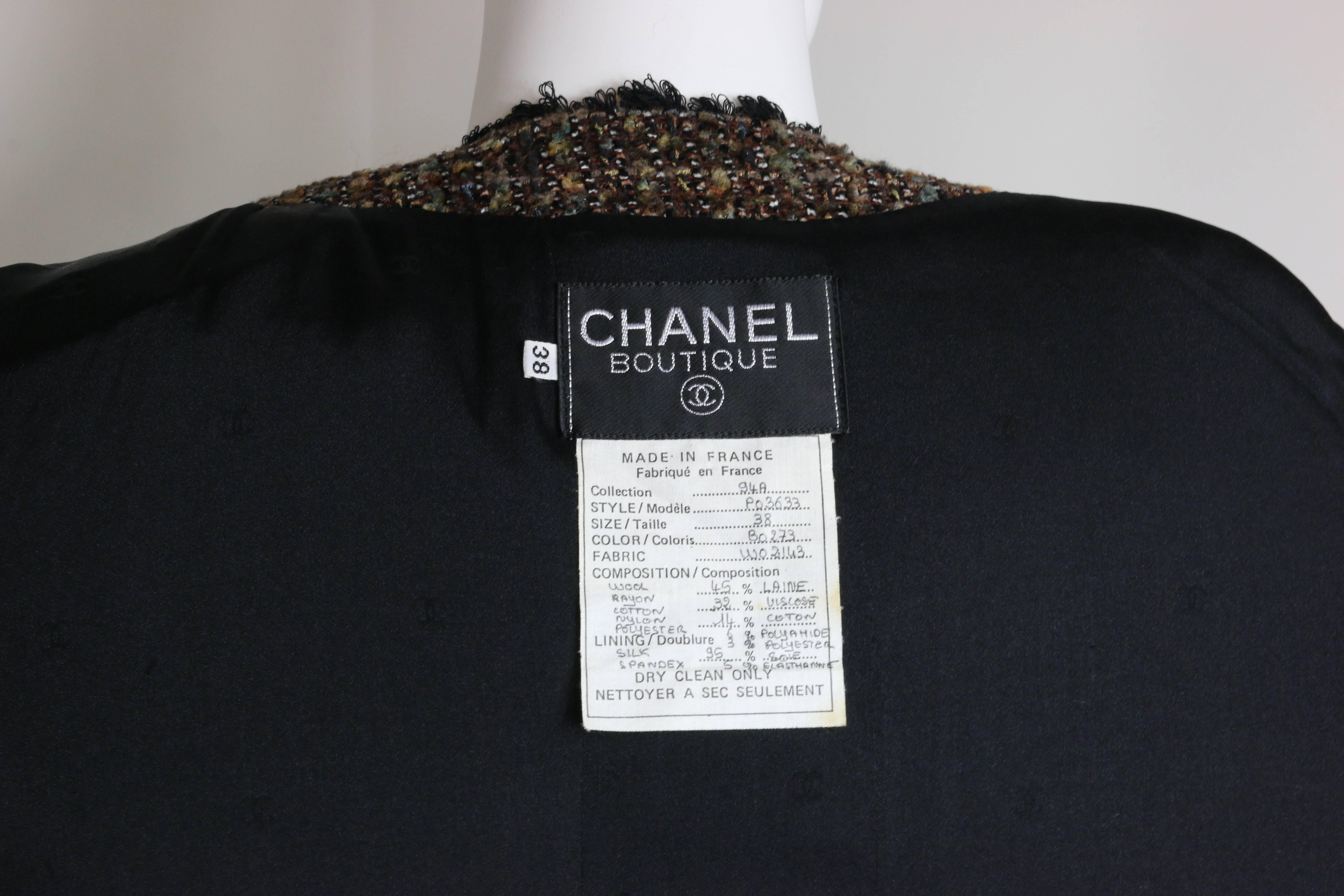 Fall 1994 Chanel Brown Wool Tweed Long Coat and Dress  2