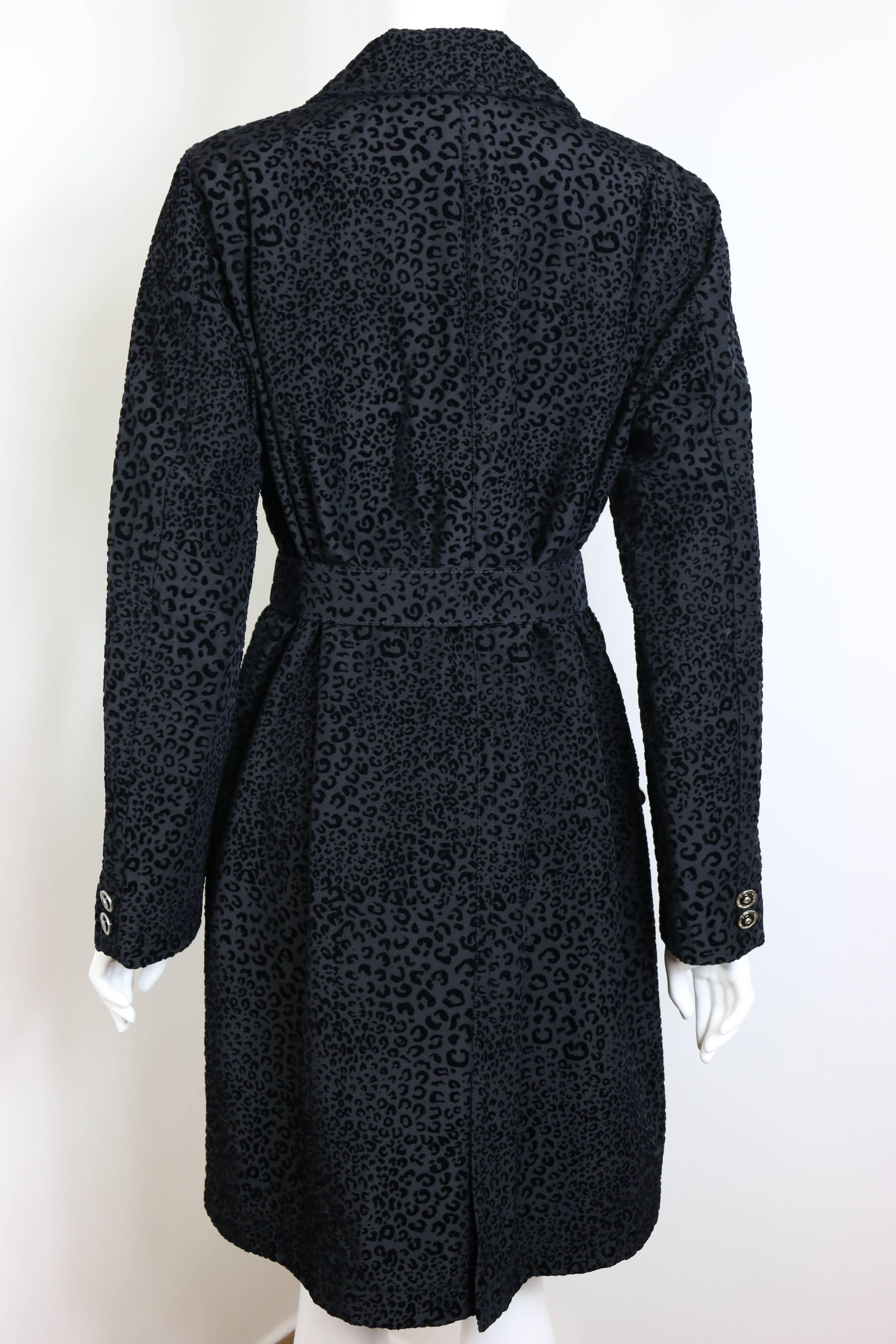 Women's Vintage 90s Gianni Versace Black Leopard-Print Coat