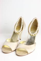 Chanel Nude Satin D'Orsay Peep Toe Pumps