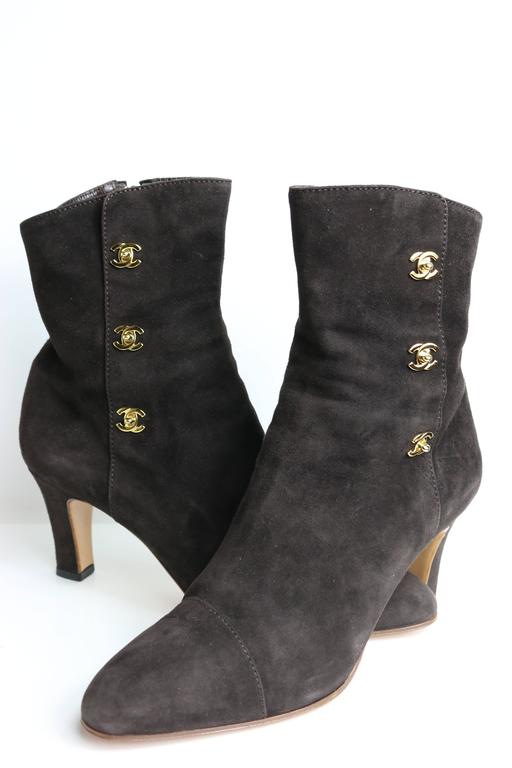 Chanel Brown Suede Ankle Boots at 1stDibs  chanel brown suede boots, chanel  suede ankle boots, chanel suede boots