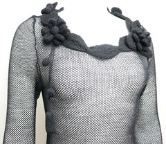 Herbst 2007 Chanel Schwarzes durchsichtiges Strickkleid aus Wolle