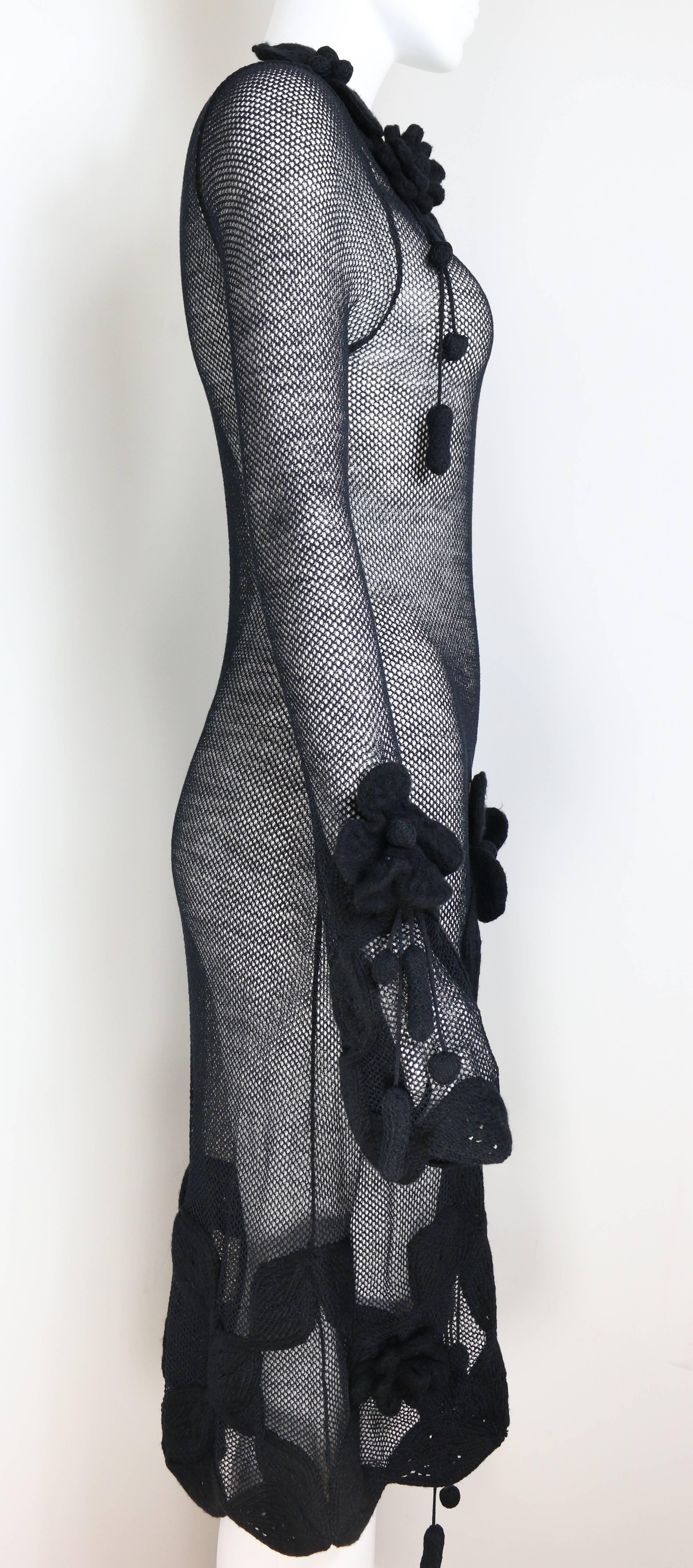 Fall 2007 Chanel Black Wool See Through Knitted Dress In Excellent Condition In Sheung Wan, HK
