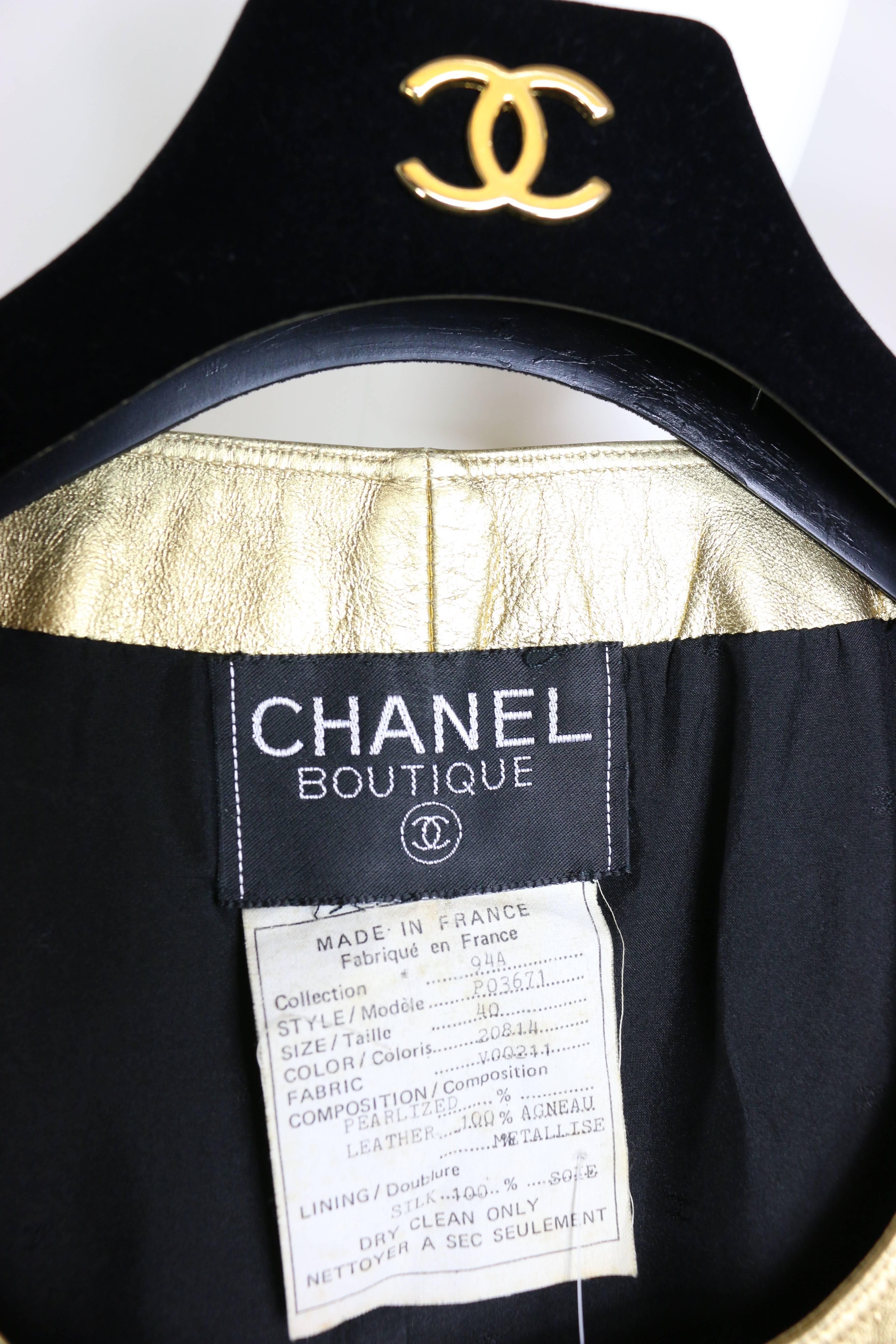 Brown Chanel Gold Leather Vest 