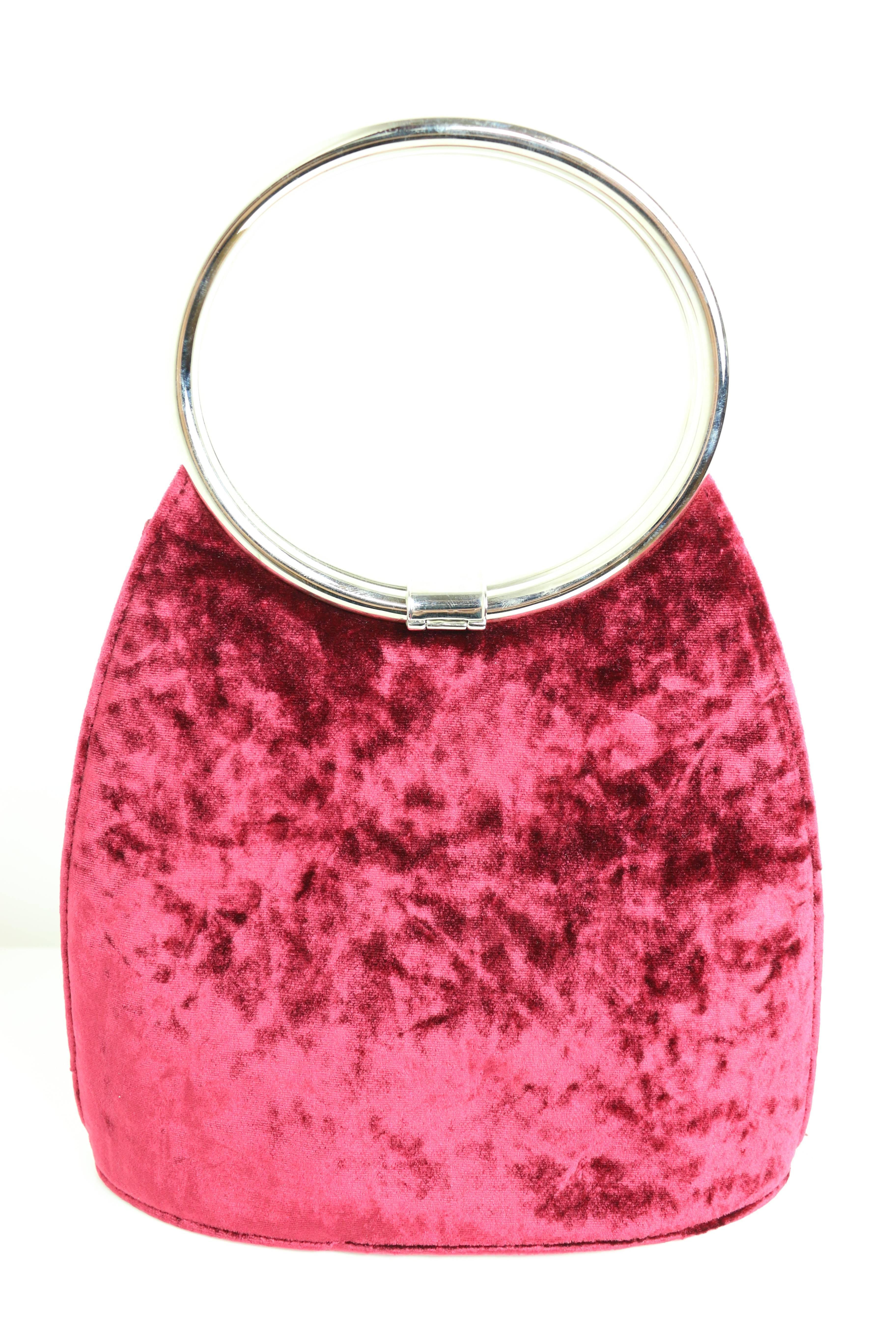 Christian Dior Rote Samtfransen-Henkeltasche Damen