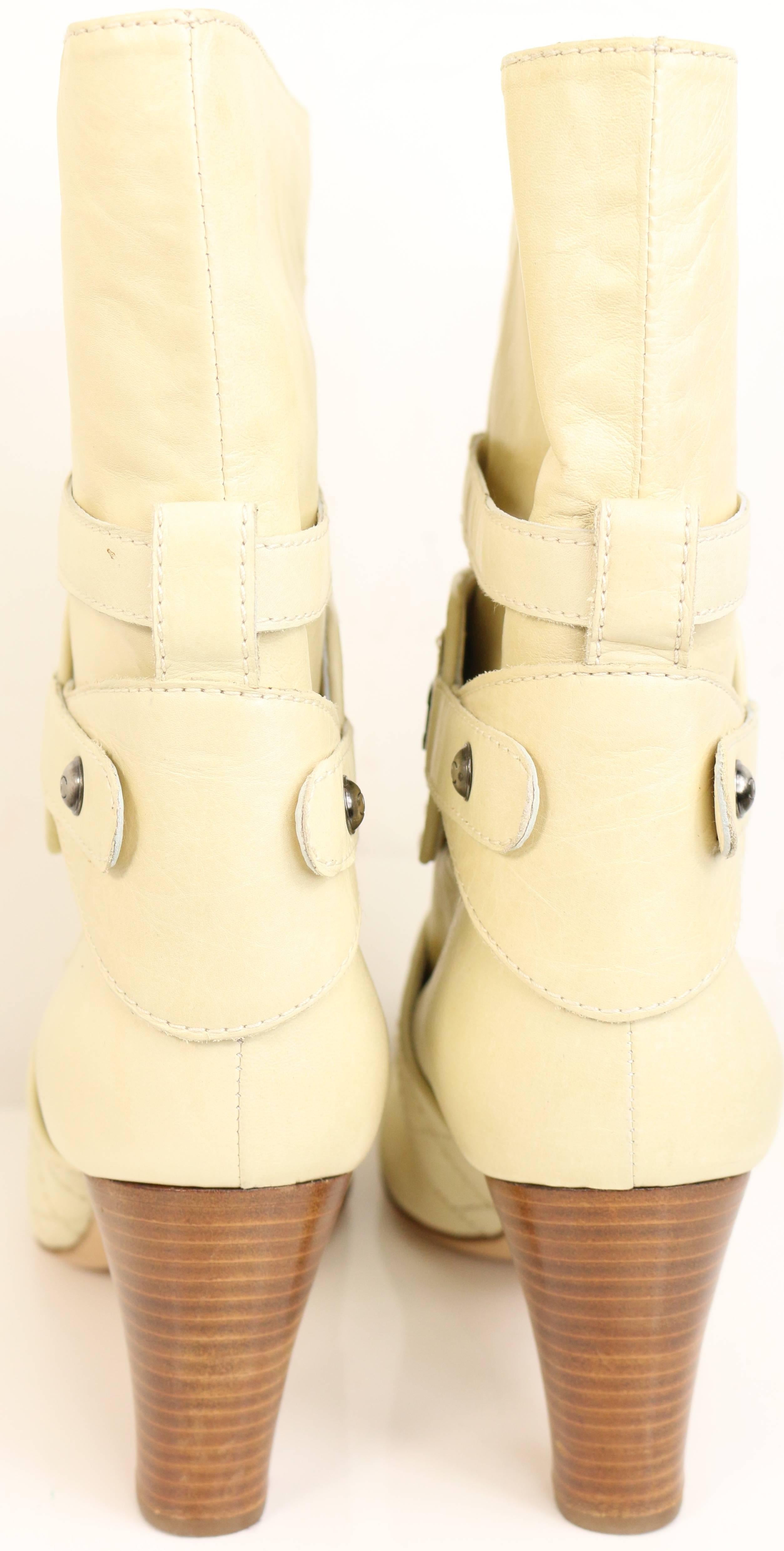 chanel cream boots