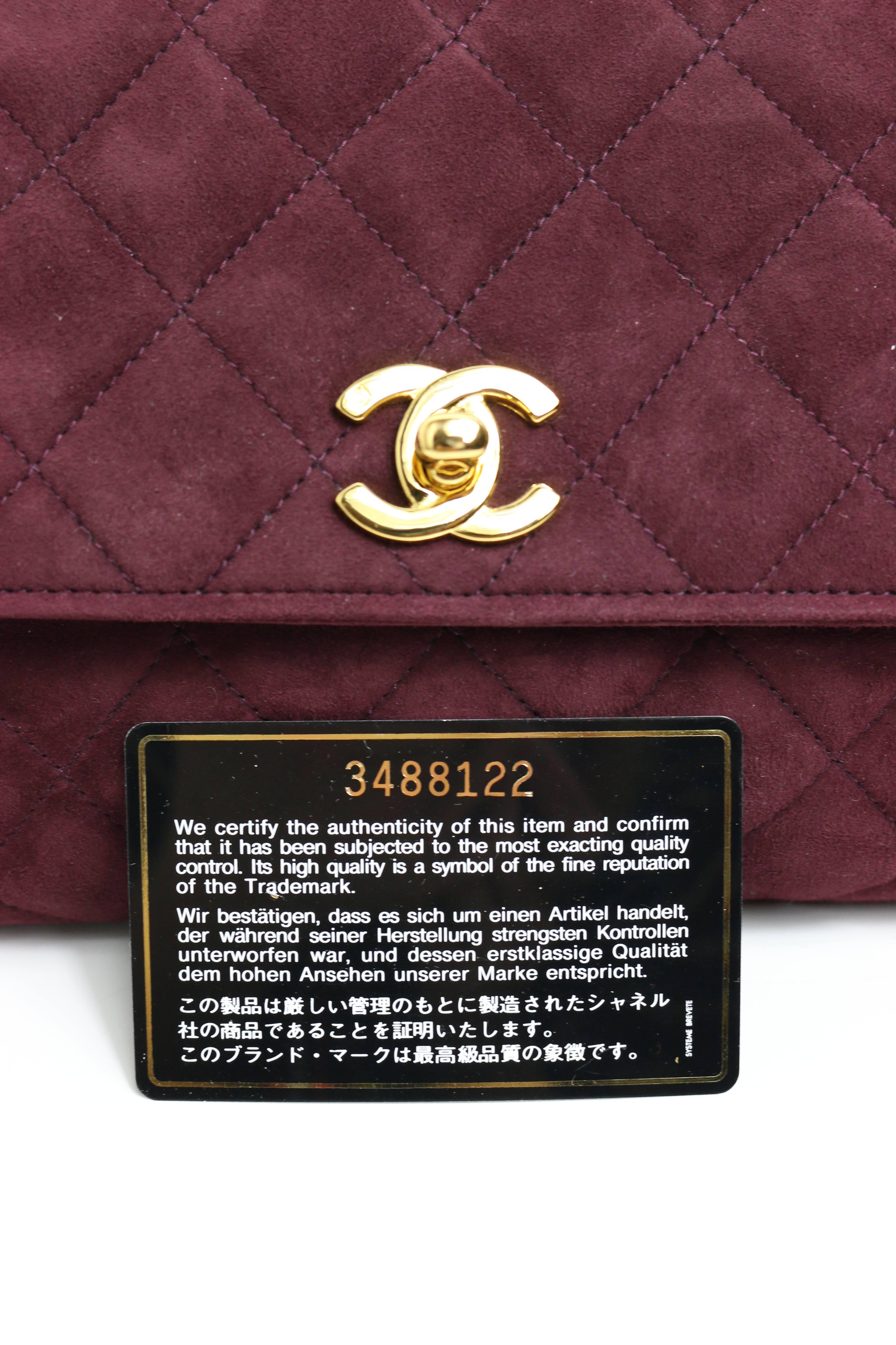 Black Chanel Burgundy Suede Quilted Handbag