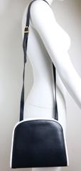 Salvatore Ferragamo Navy White Trim Leather Strap Shoulder Bag