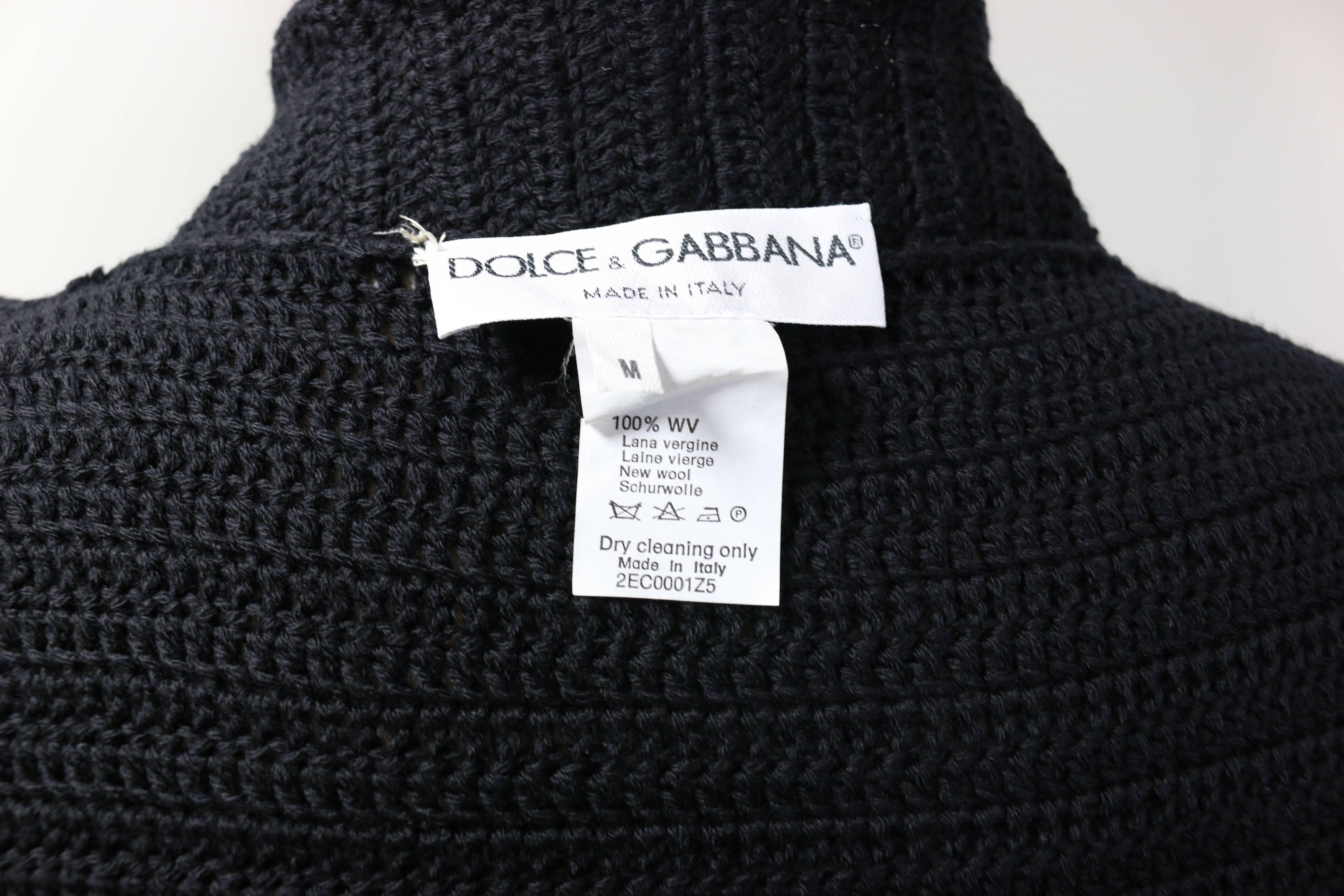 Dolce & Gabbana Black Wool Knitted Long Coat  1