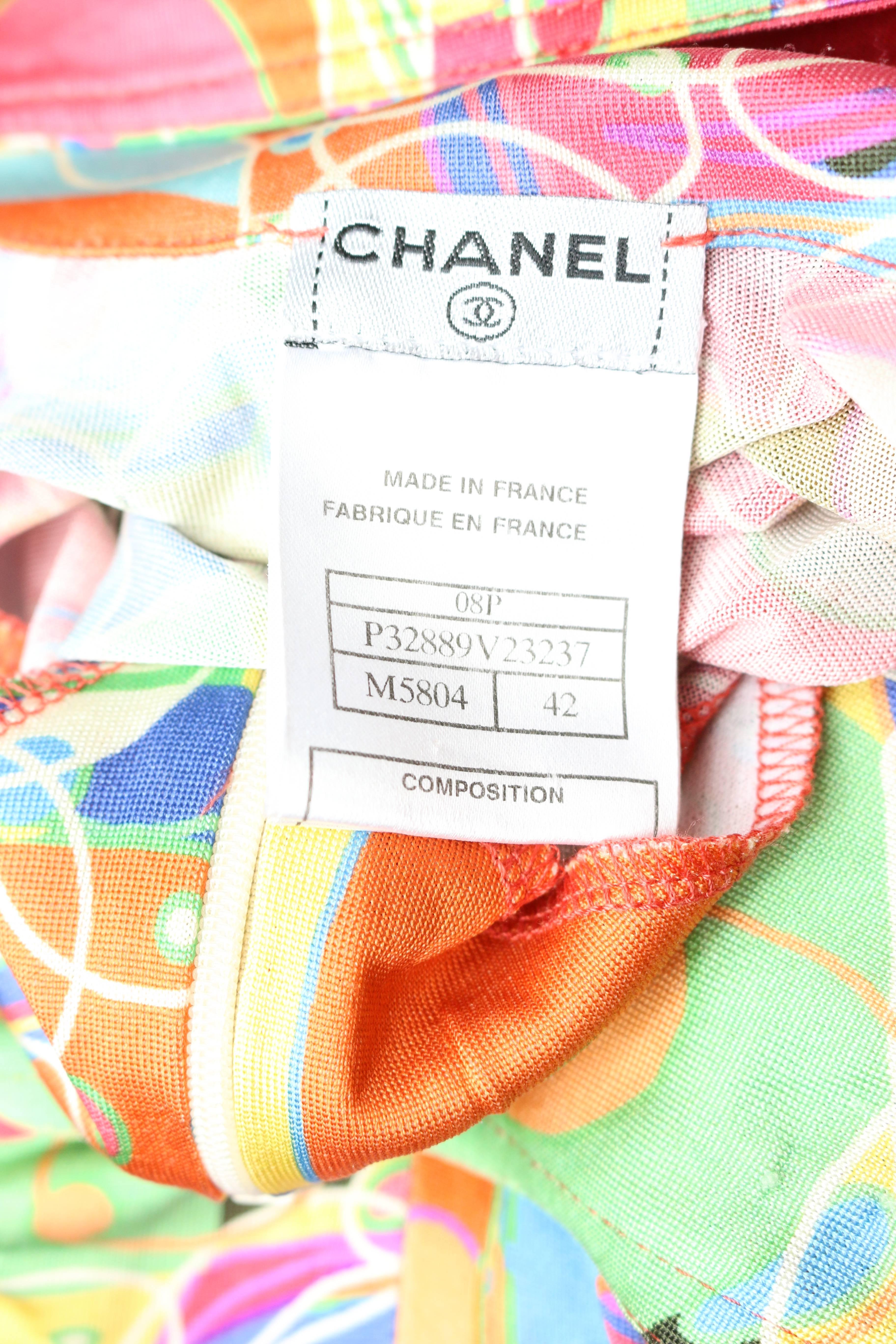 Women's Chanel Multi Coloured Floral Silk Jersey Dress 