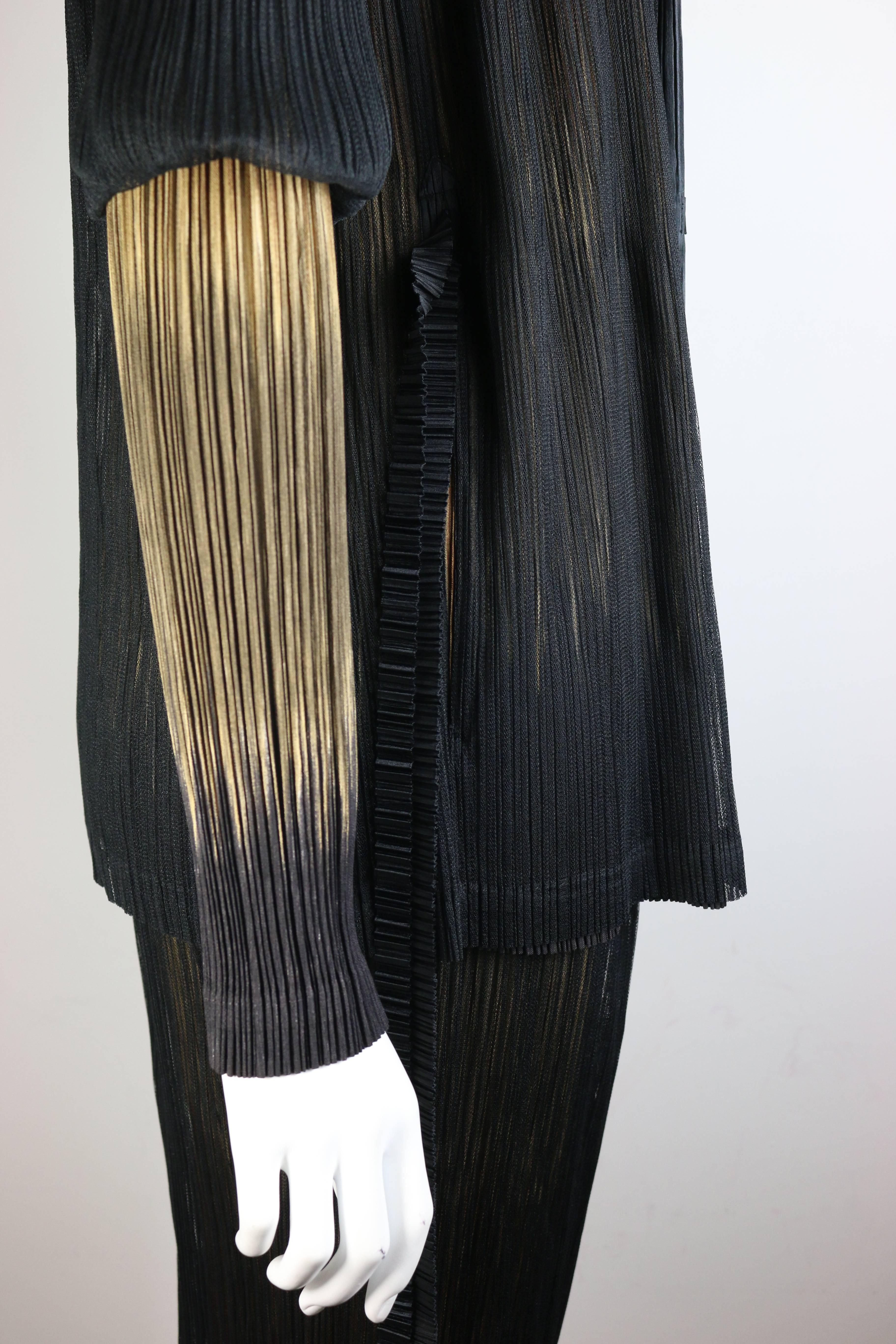 90s Issey Miyake Double Layers Mesh/Pleated Jacket and Skirt Set For Sale 1