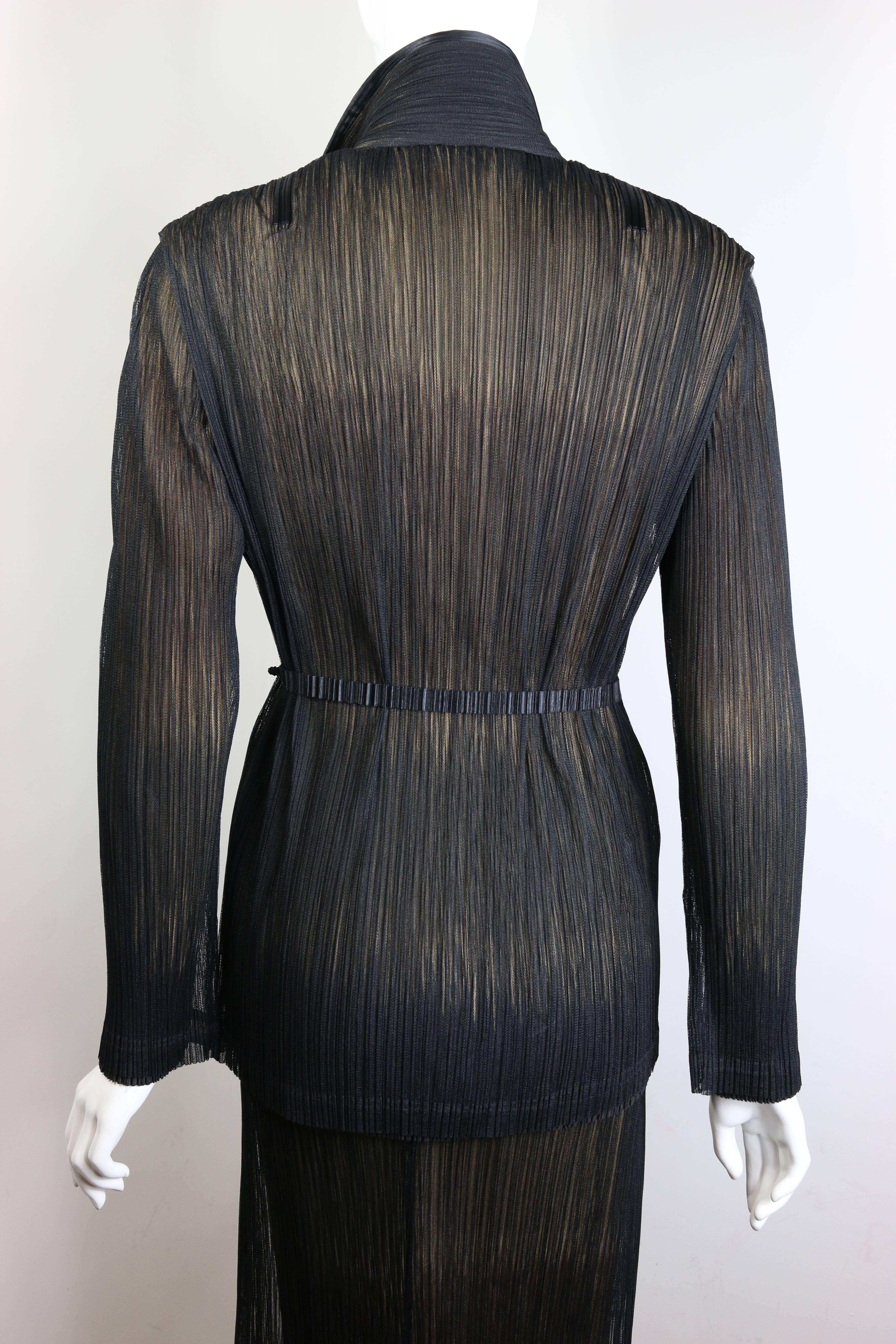 90s Issey Miyake Double Layers Mesh/Pleated Jacket and Skirt Set For Sale 2