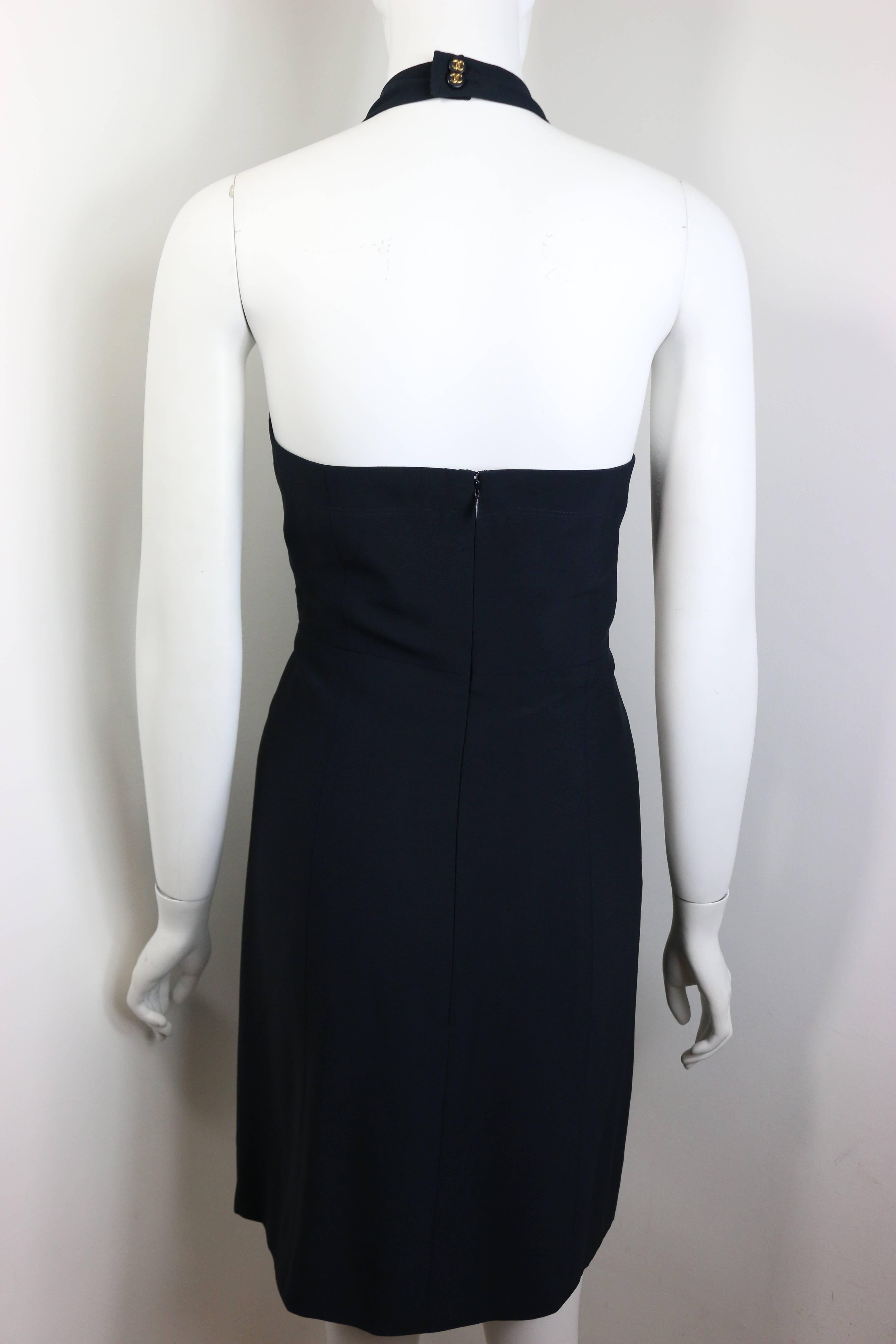 Women's Unworn 97 Chanel Navy Halter Mini Dress  For Sale